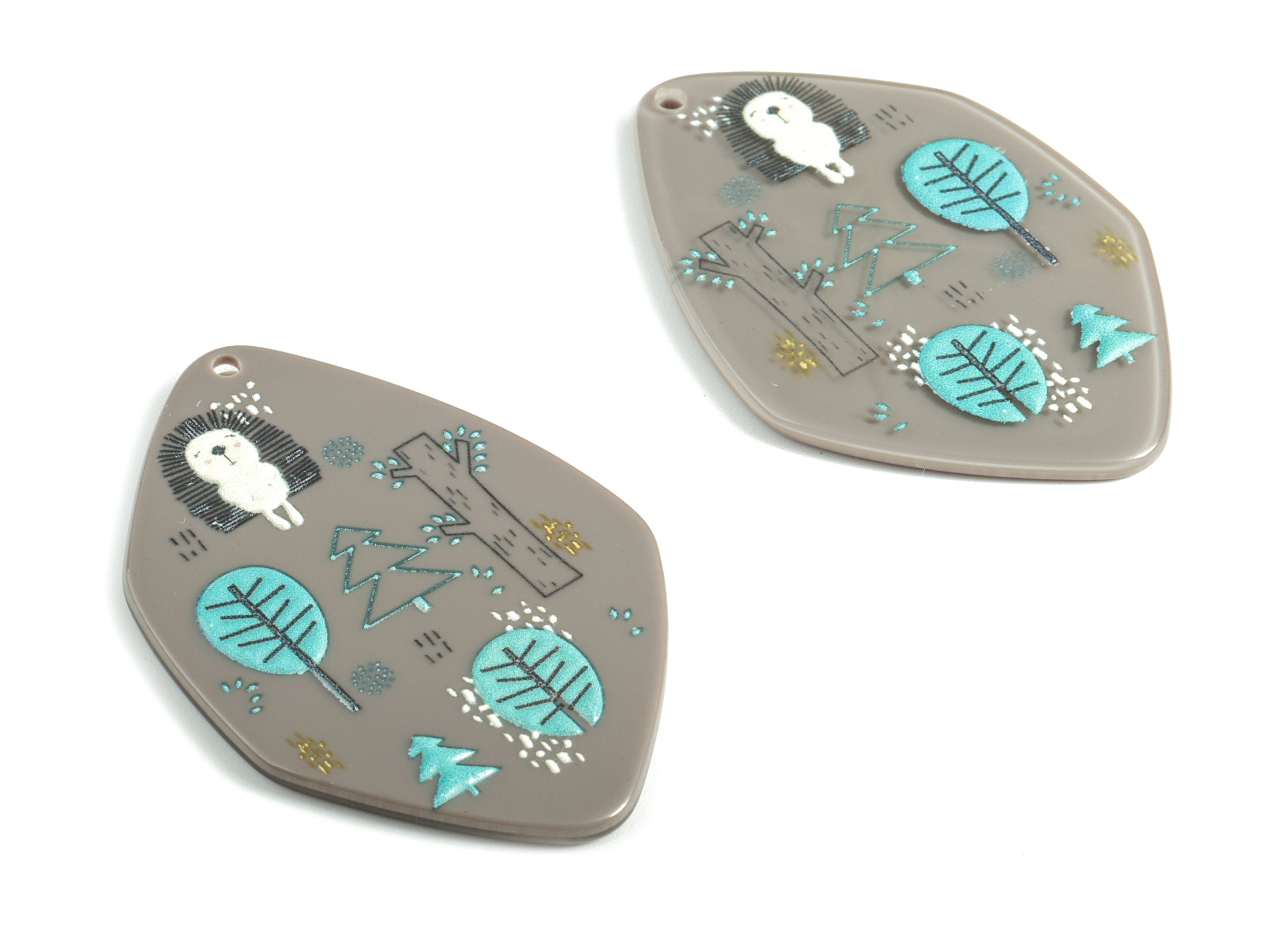 Acrylic Tree Earring Charms - Acrylic Tree Pandant - Earring Findings - Jewelry Supplies - 52.53x36.98x2.53mm - AC1994A - DOMEDBAZAAR