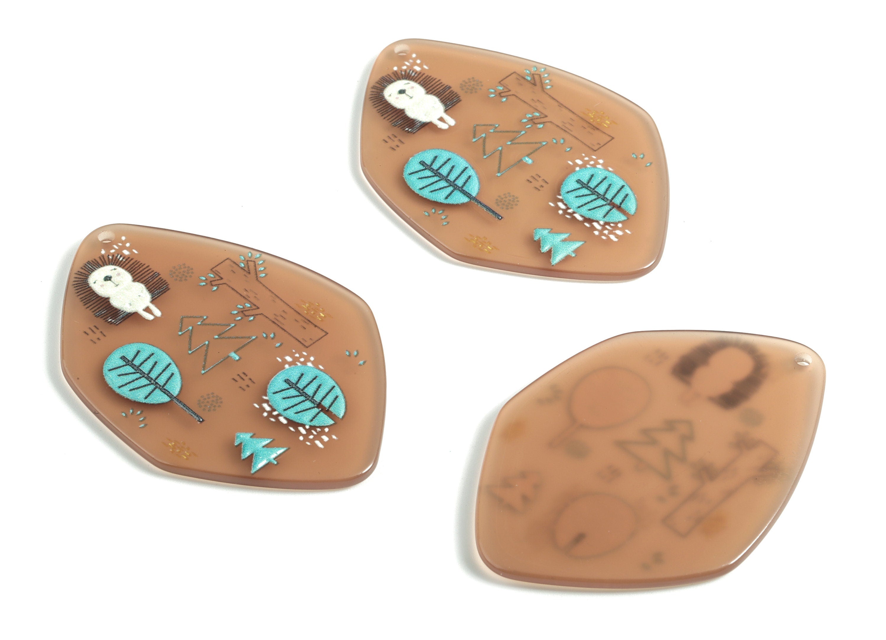 Acrylic Tree Earring Charms - Acrylic Tree Pandant - Earring Findings - Jewelry Supplies - 53.05x36.89x2.13mm - AC1994B - DOMEDBAZAAR