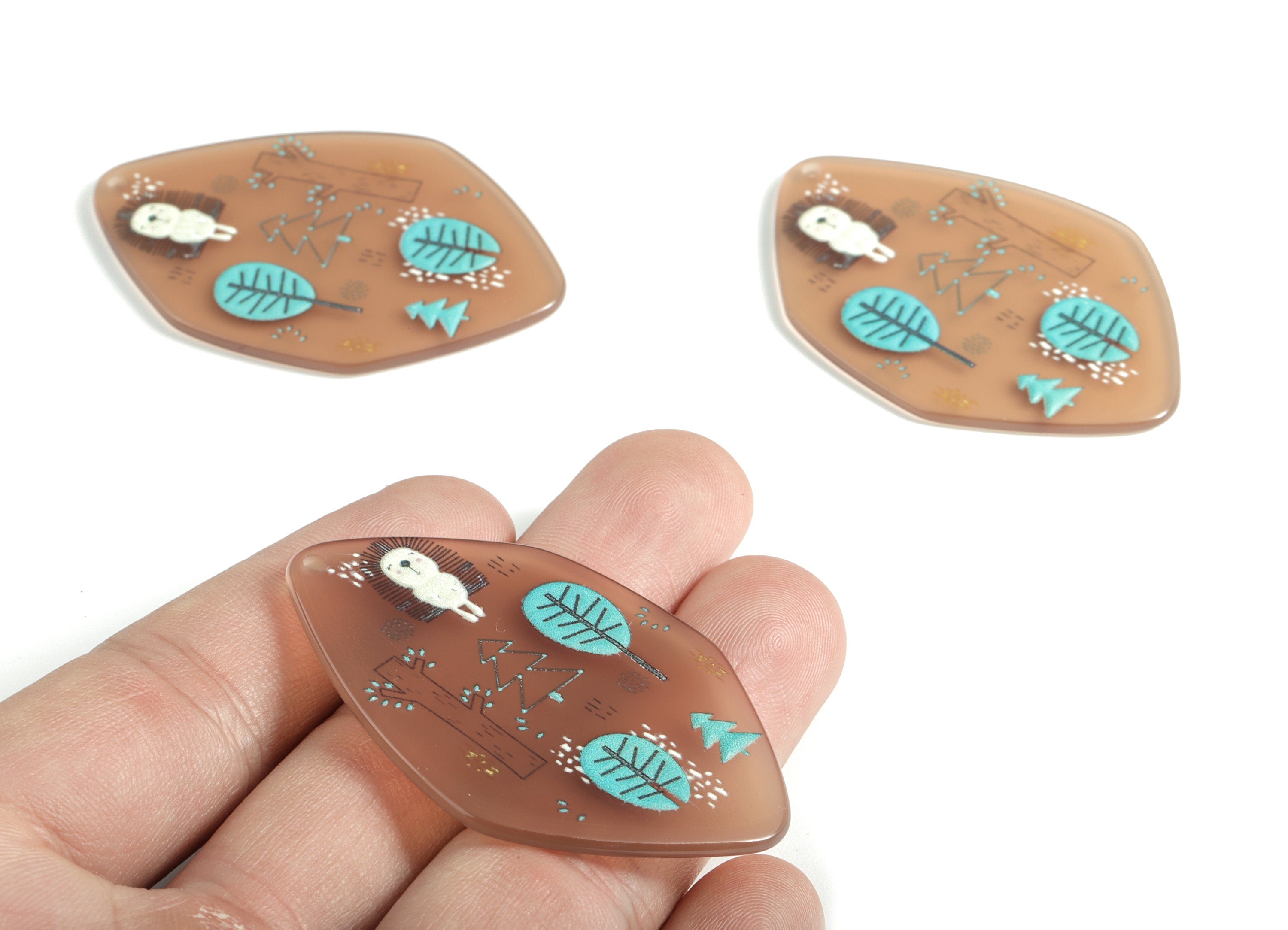 Acrylic Tree Earring Charms - Acrylic Tree Pandant - Earring Findings - Jewelry Supplies - 53.05x36.89x2.13mm - AC1994B - DOMEDBAZAAR