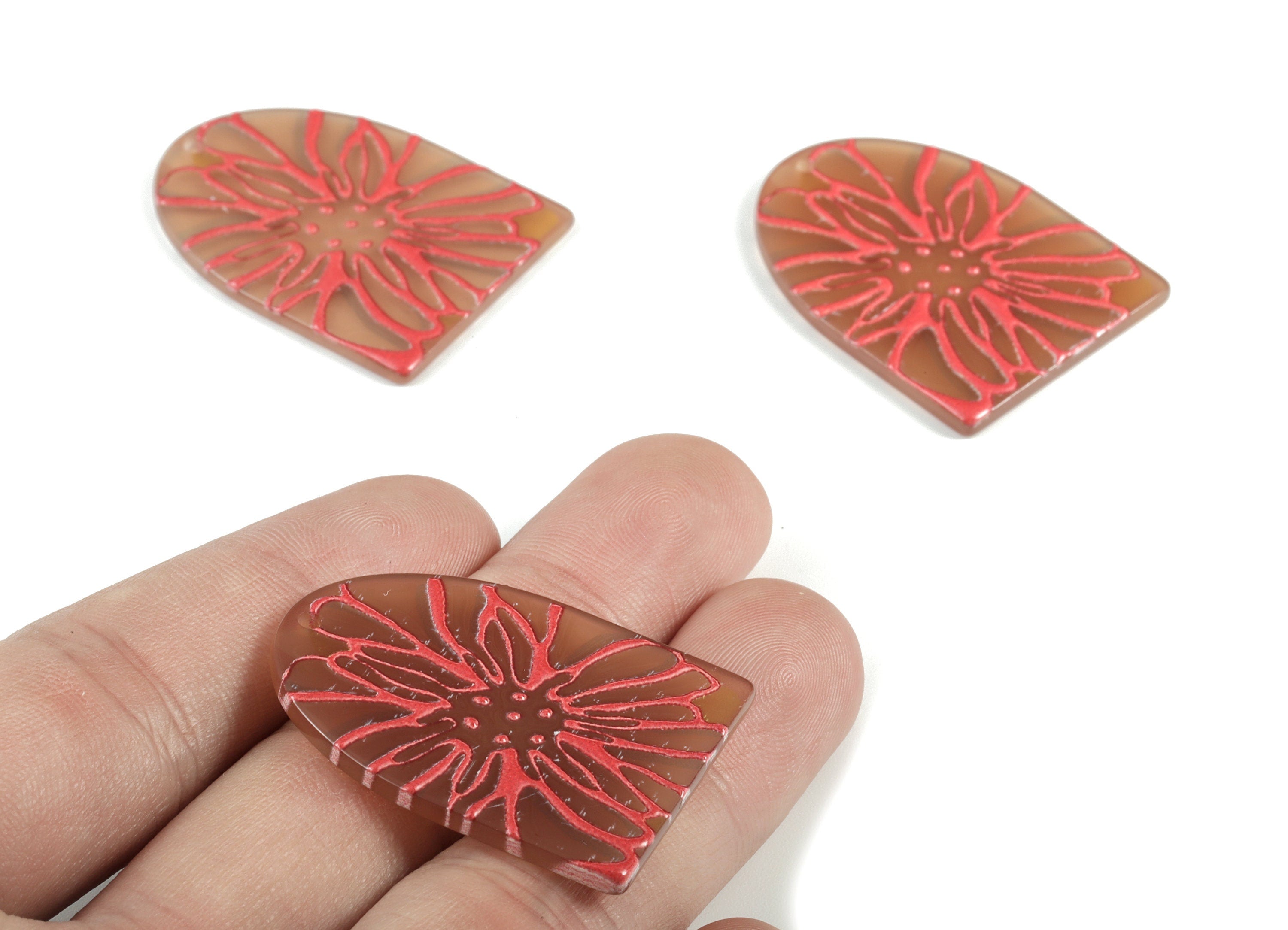 Acrylic Flower Earring Charms - Acrylic Flower Pandant - Earring Findings - Jewelry Supplies - 36.2x27.39x2.28mm - AC1996 - DOMEDBAZAAR