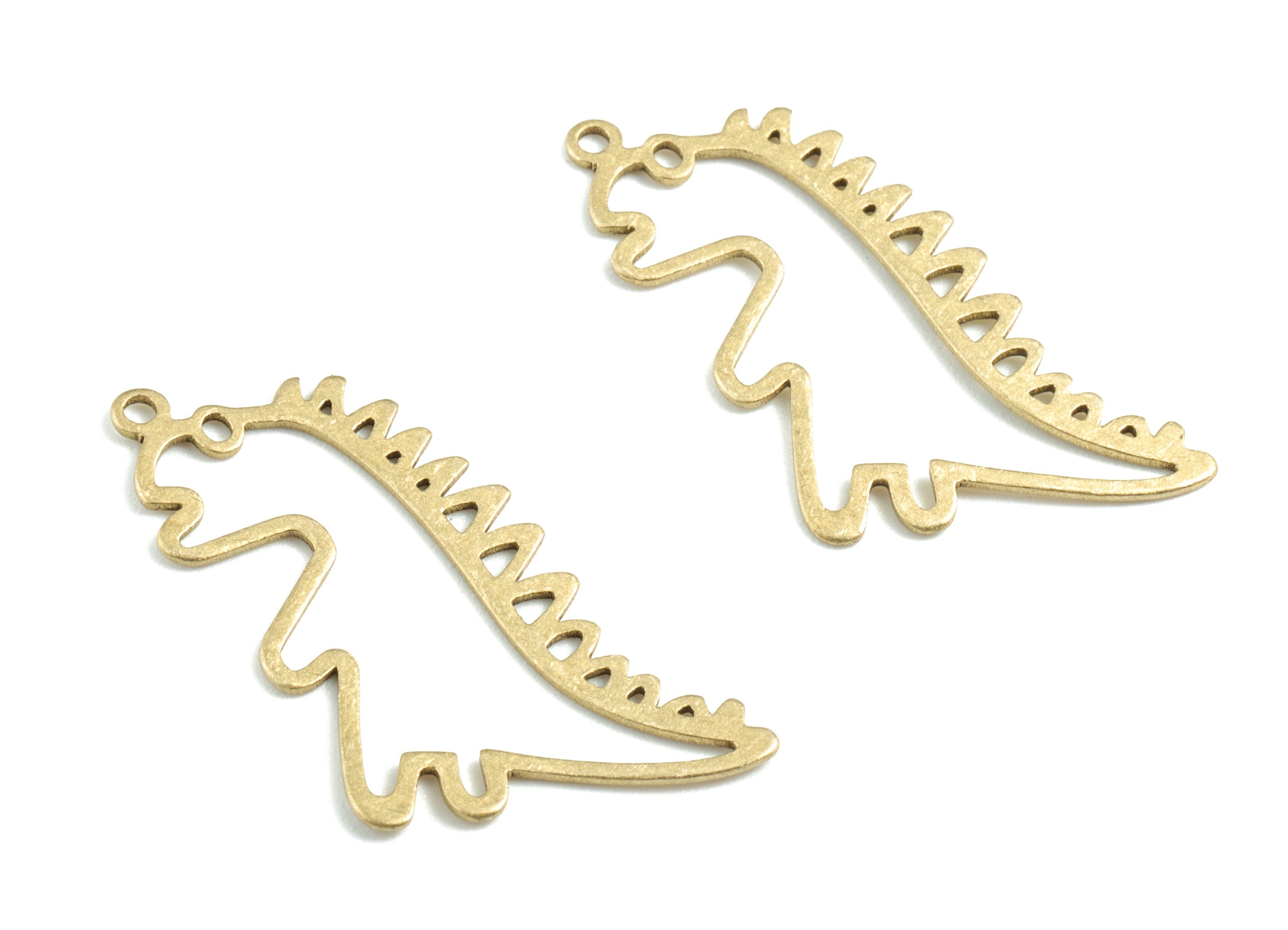 Brass Dinosaur Earring Charms - Raw Brass Crocodile Pendant - Earrings Finding - Jewelry Supplies - 30.96x14.79x0.61mm - PPM3156 - DOMEDBAZAAR
