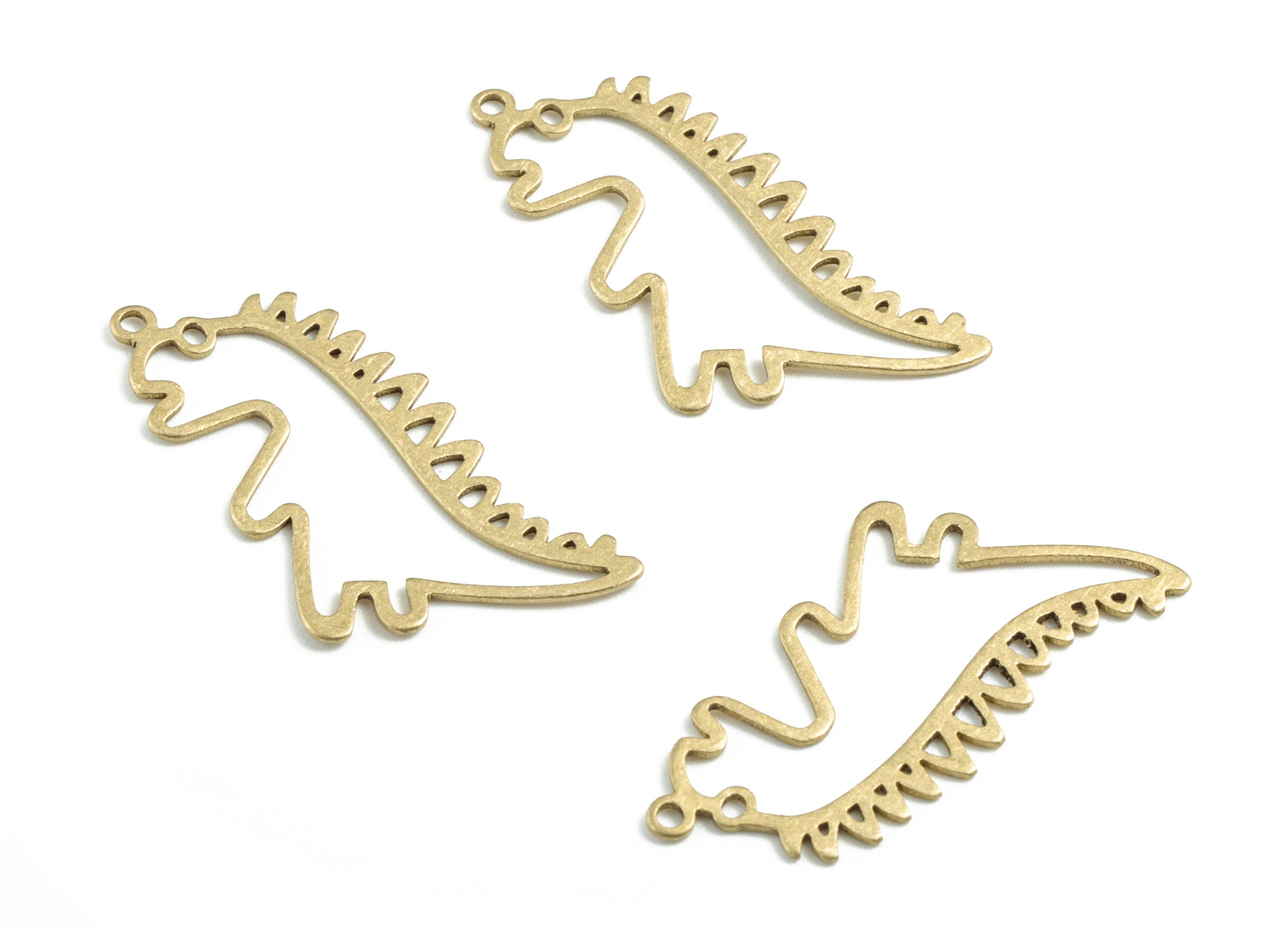 Brass Dinosaur Earring Charms - Raw Brass Crocodile Pendant - Earrings Finding - Jewelry Supplies - 30.96x14.79x0.61mm - PPM3156 - DOMEDBAZAAR