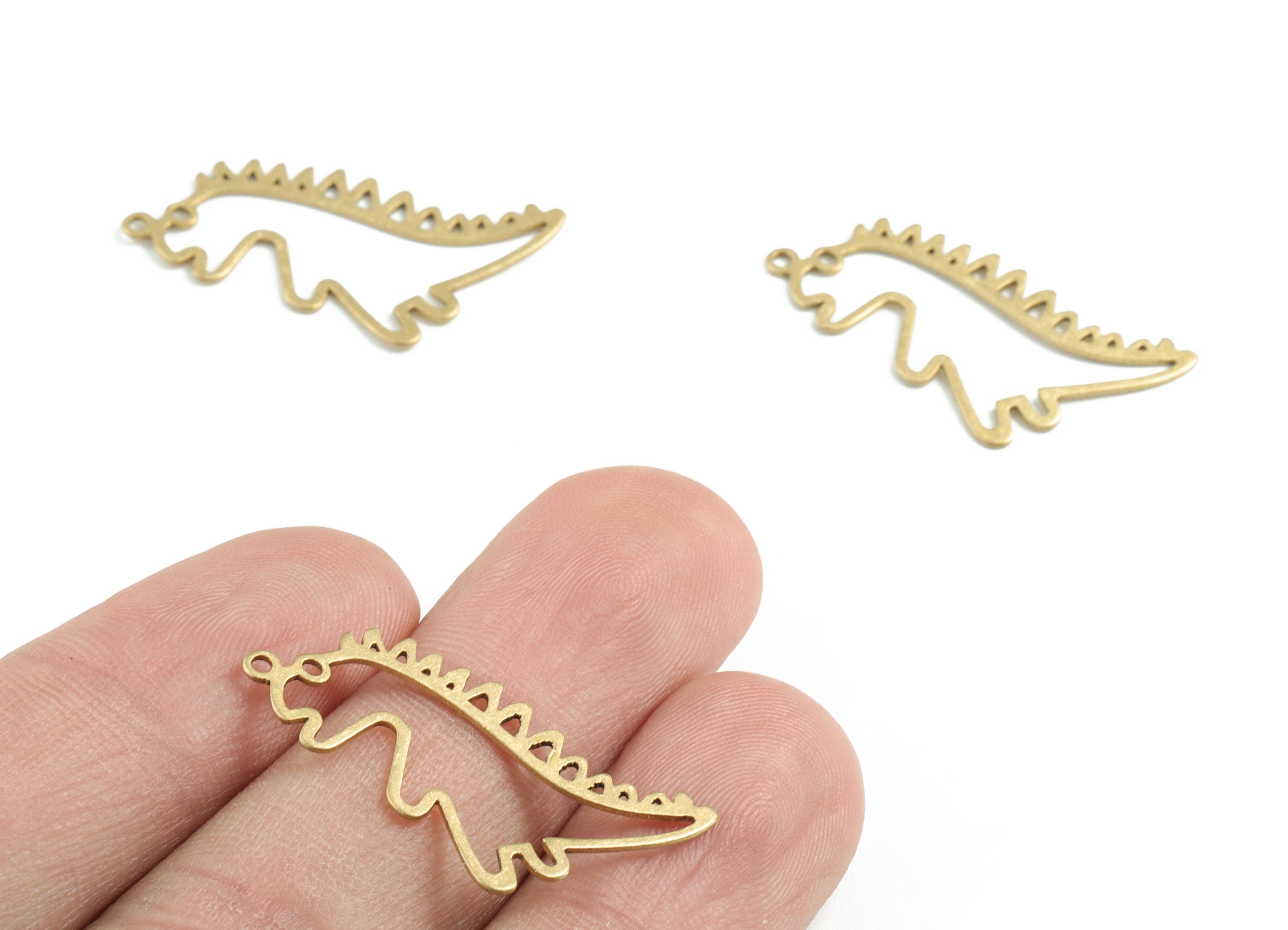 Brass Dinosaur Earring Charms - Raw Brass Crocodile Pendant - Earrings Finding - Jewelry Supplies - 30.96x14.79x0.61mm - PPM3156 - DOMEDBAZAAR