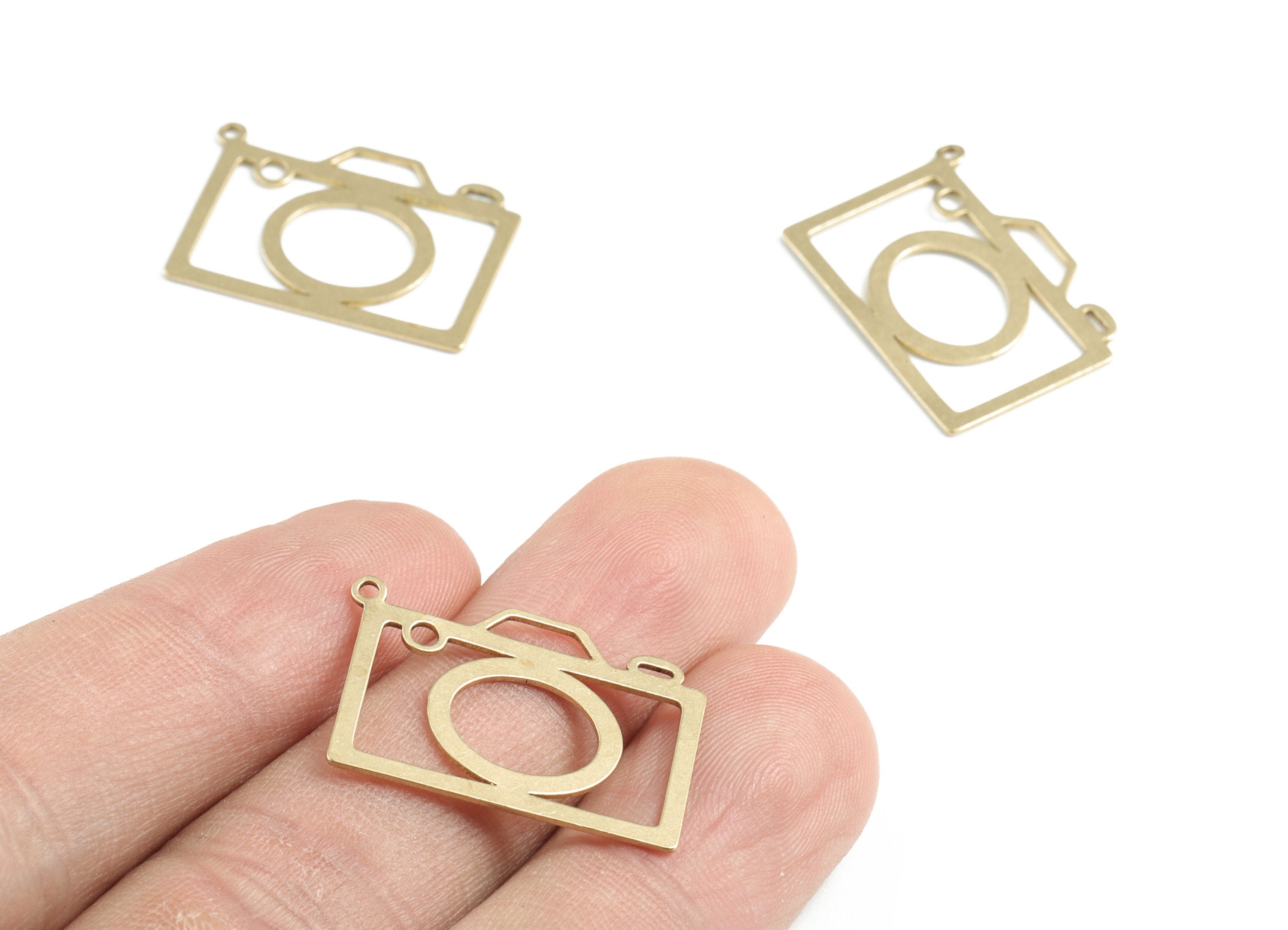 Brass Photo Machine Earring Charms - Raw Brass Photo Machine Pendant - Earrings Finding - Jewelry Supplies - 24.69x17.13x0.69mm - PPM3167 - DOMEDBAZAAR