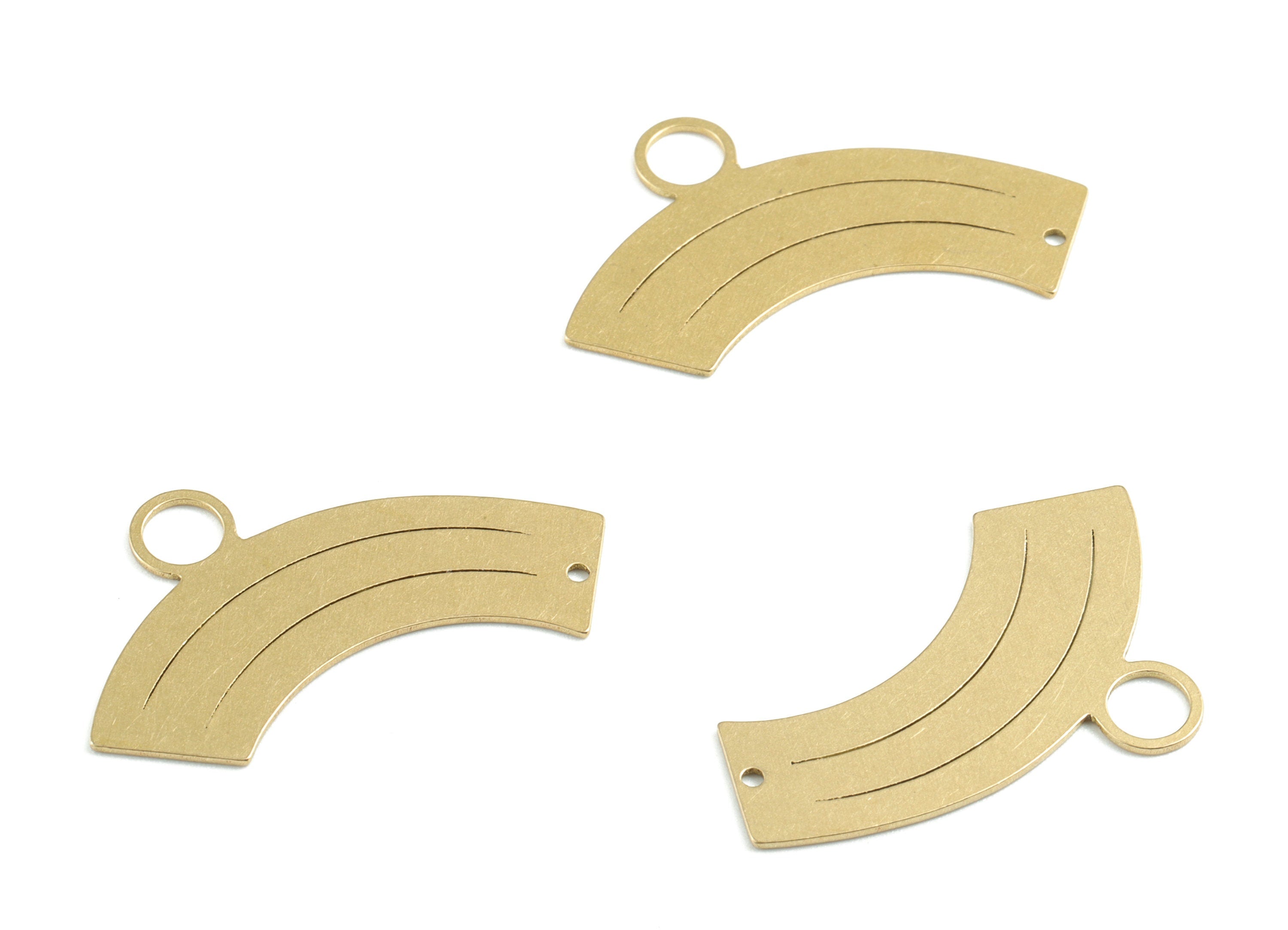 Brass Rainbow Earring Connector With Hole and Loop - Raw Brass Rainbow Earring Charms - Jewelry Supplies - 30.56x17.29x0.6mm - PPM3196 - DOMEDBAZAAR