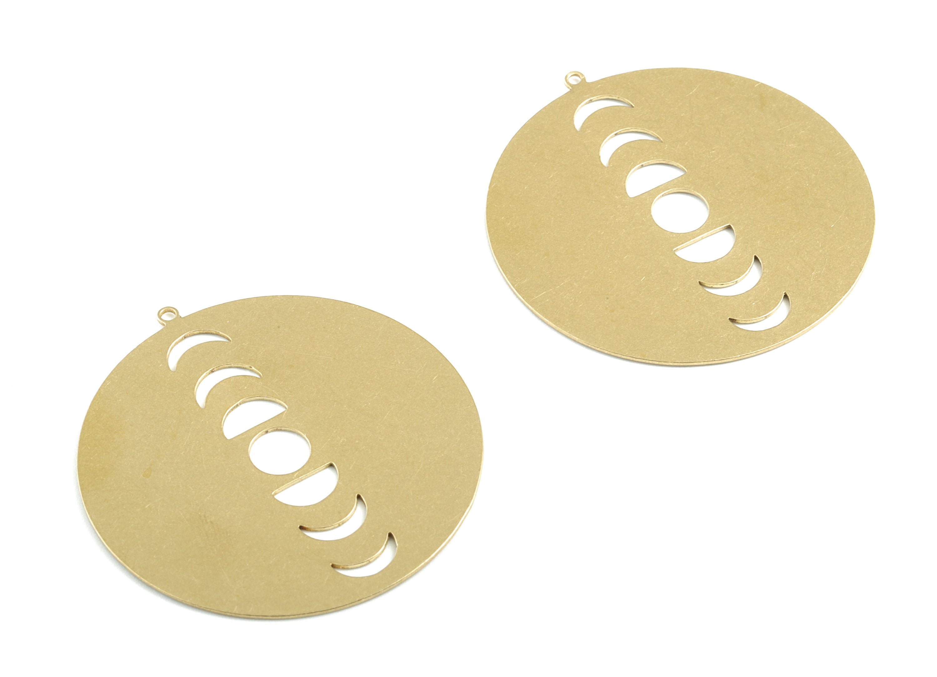 Personalized stamping blank - Brass Phases Of Moon Earring Charms - Raw Brass Phases Of Moon Pendant - 42.05x39.96x0.67mm - PPM3193 - DOMEDBAZAAR