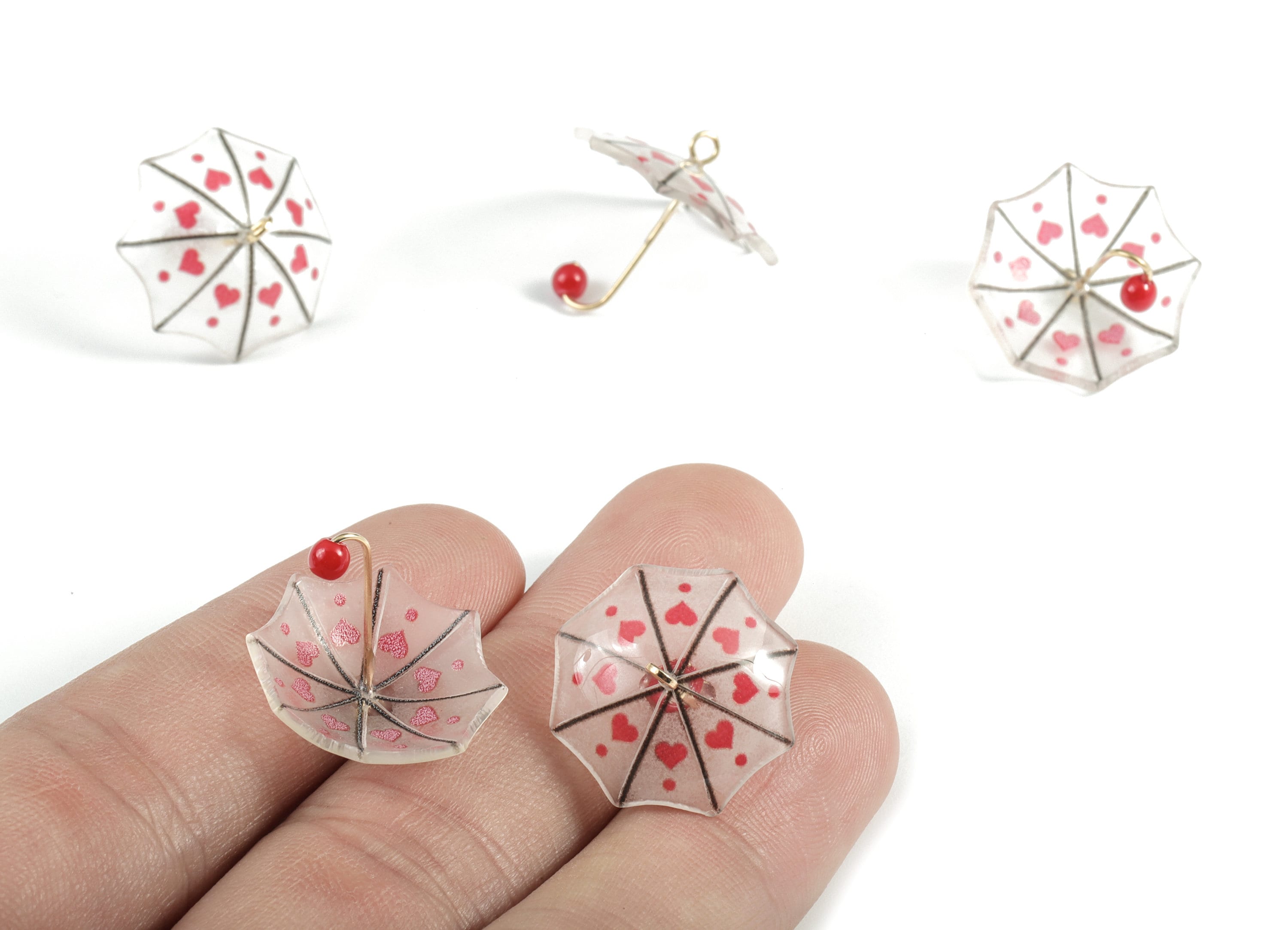 Acrylic Umbrella Earring Charms - Acrylic Umbrella Pendant - Earring Findings - Jewelry Supplies - 18.82x20.75x8.28mm - AC1983F - DOMEDBAZAAR