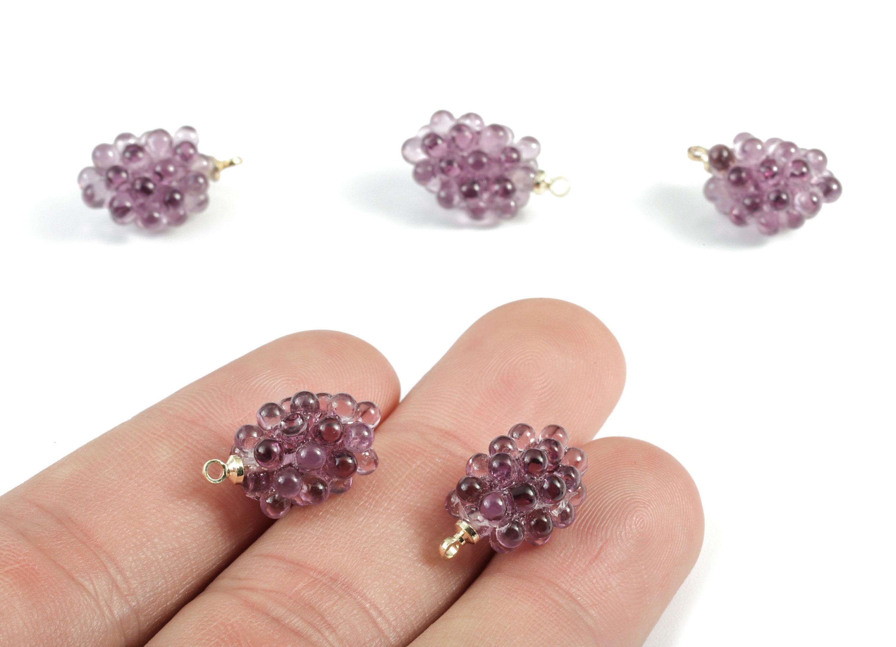 Acrylic Grape Earring Charms - Acrylic Grape Pendant - Earring Findings - Jewelry Supplies - 17.92x10.44x9.61mm - AC2001A - DOMEDBAZAAR