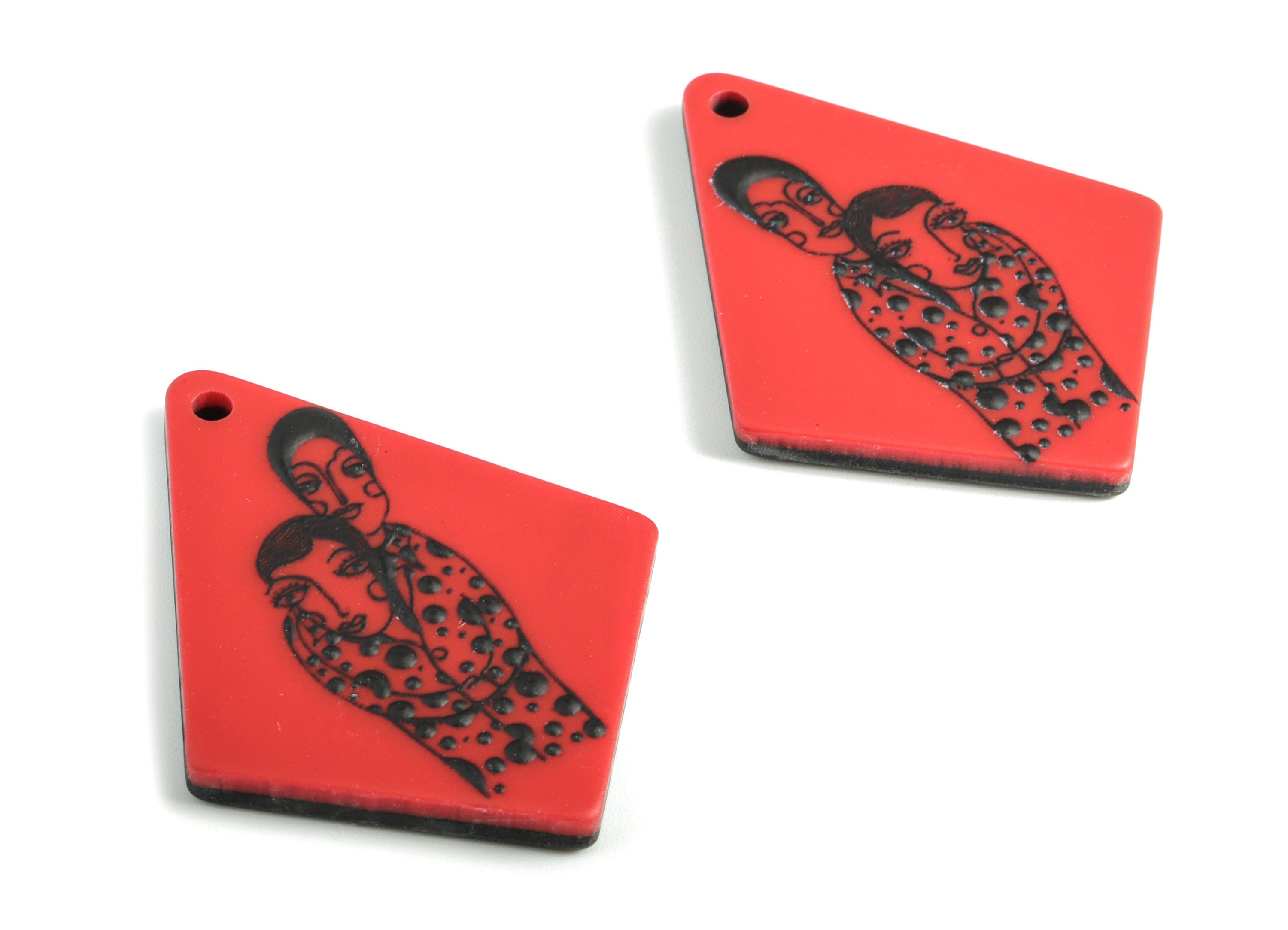 Acrylic Deltoid Earring Charms - Acrylic Face Pandant - Earring Findings - Jewelry Supplies - 46.87x36.64x3.78mm - AC1984 - DOMEDBAZAAR