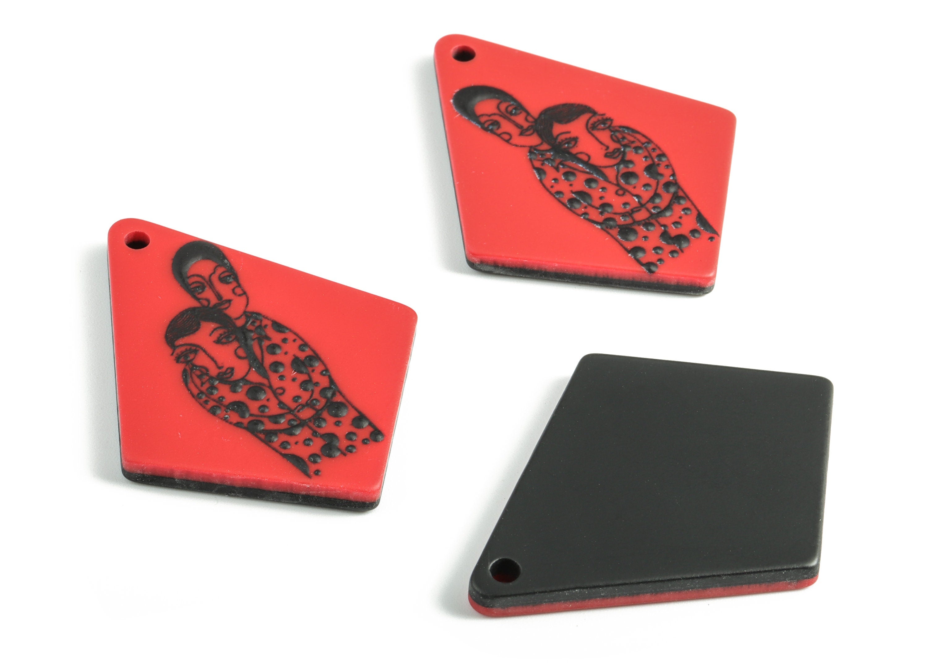 Acrylic Deltoid Earring Charms - Acrylic Face Pandant - Earring Findings - Jewelry Supplies - 46.87x36.64x3.78mm - AC1984 - DOMEDBAZAAR