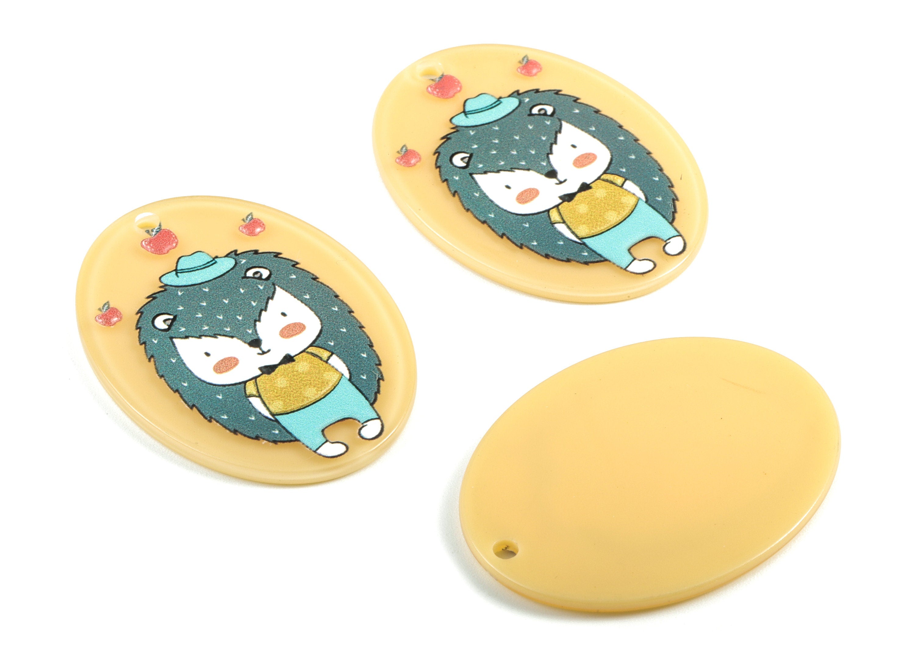 Acrylic Oval Earring Charms - Acrylic Fox Oval Pandant - Earring Findings - Jewelry Supplies - 42.89x32.07x2.19mm - AC2000 - DOMEDBAZAAR