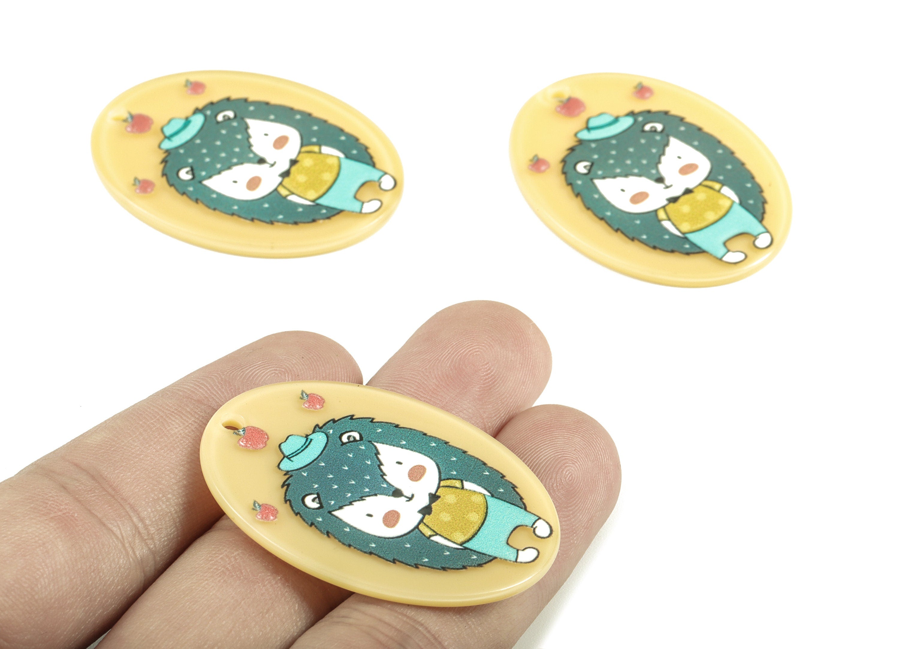 Acrylic Oval Earring Charms - Acrylic Fox Oval Pandant - Earring Findings - Jewelry Supplies - 42.89x32.07x2.19mm - AC2000 - DOMEDBAZAAR