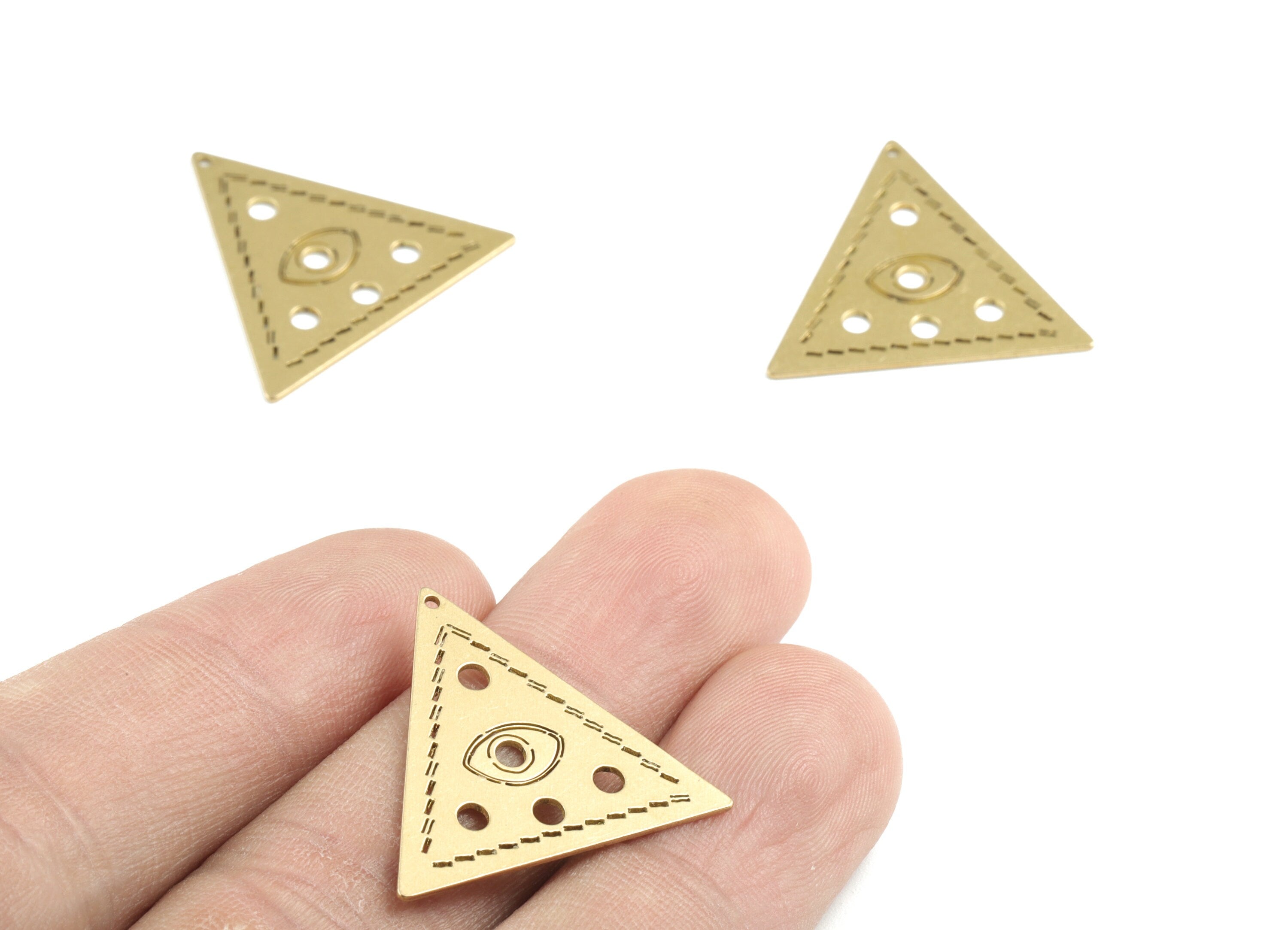 Brass Triangle Earring Charms - Raw Brass Triangle Pendant - Earrings Finding - Jewelry Supplies - 24.76x23.55x0.61mm - PPM3191 - DOMEDBAZAAR