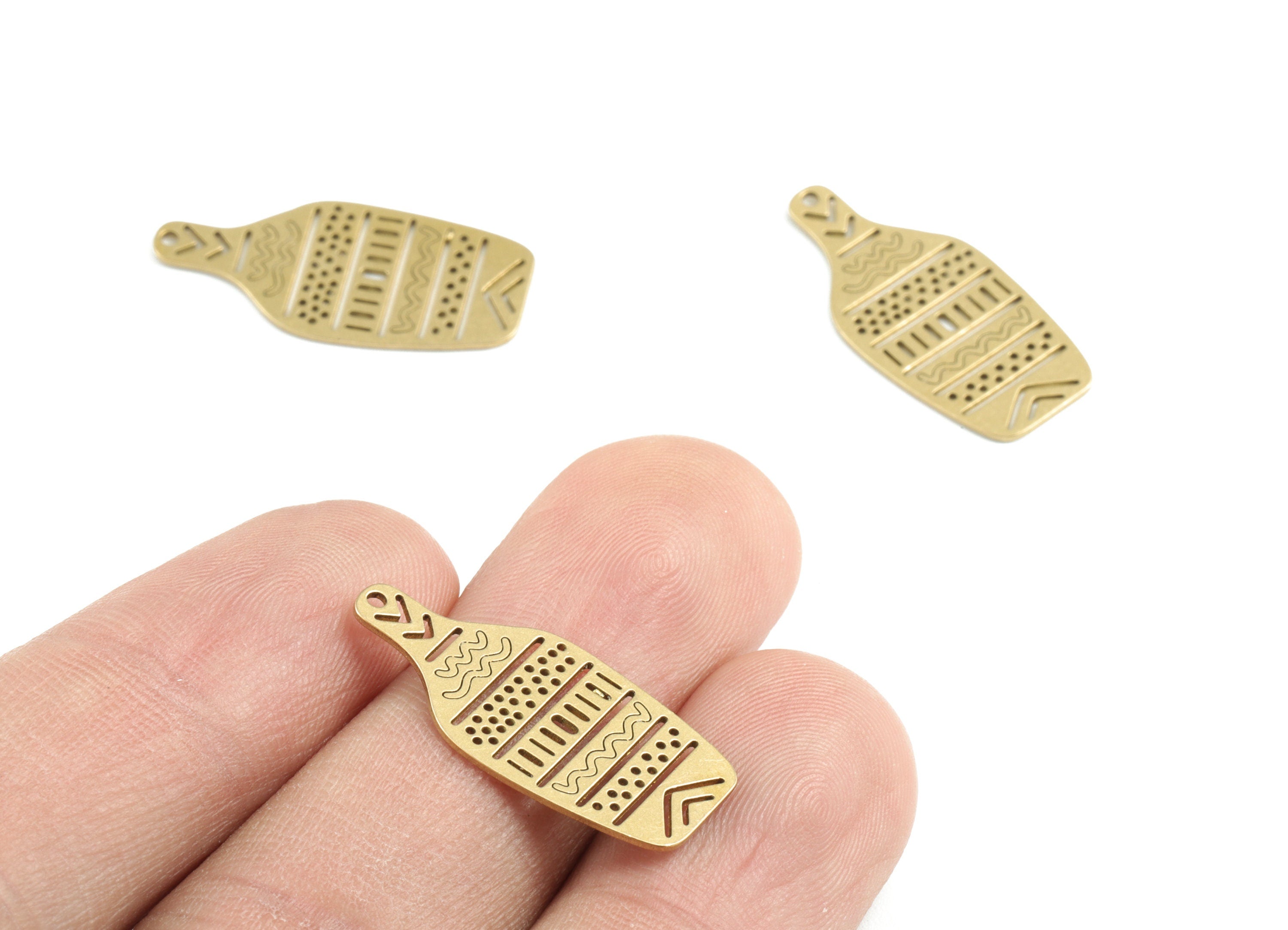 Brass Bottle Earring Charms - Raw Brass Pitcher Pendant - Earrings Finding - Jewelry Supplies - 24.99x11.9x0.6mm - PPM3194 - DOMEDBAZAAR
