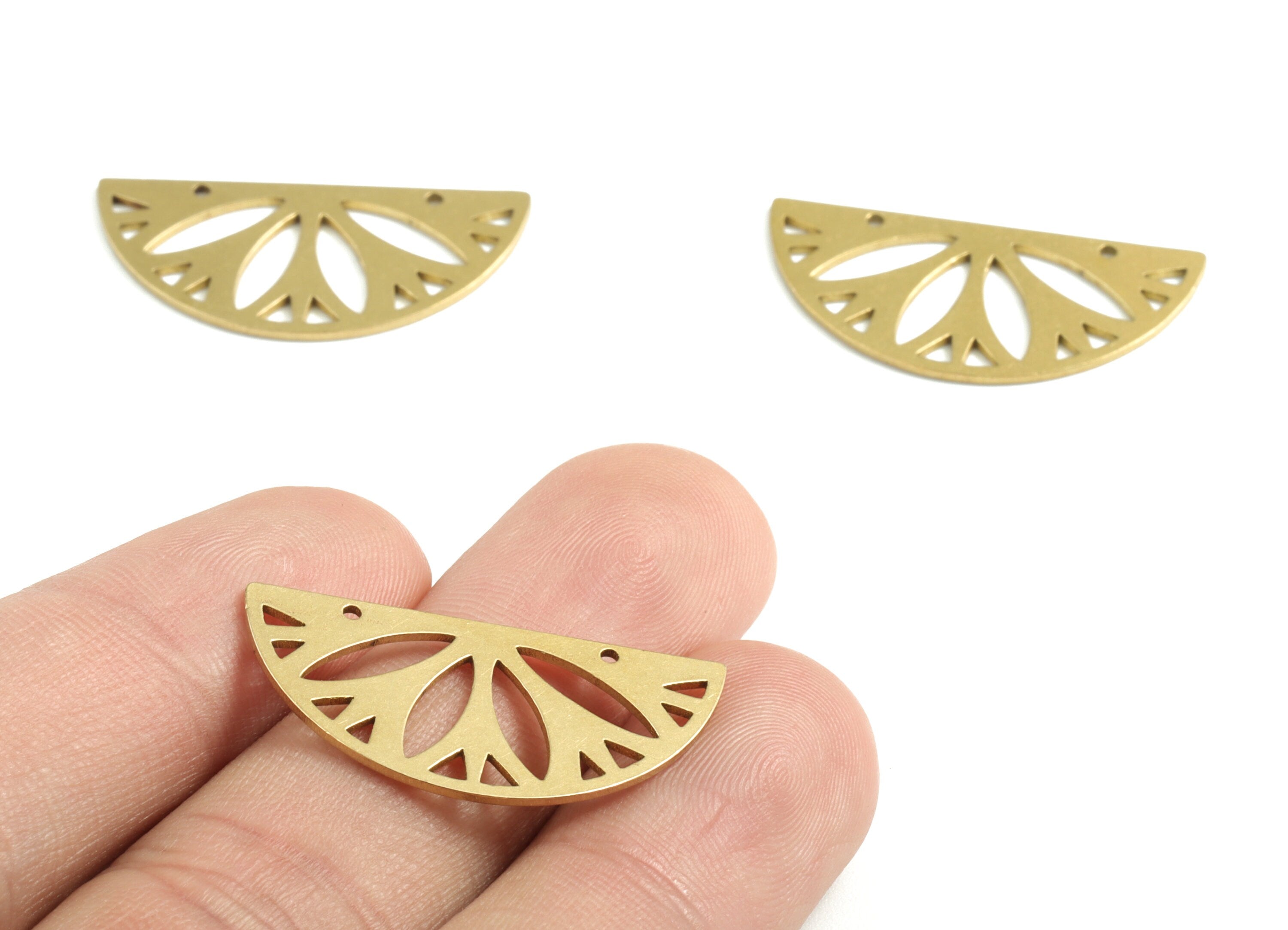 Brass Half Moon Earring Connector - Raw Brass Semi circle Earrings - Earrings Finding - Jewelry Supplies - 29.93x14.59x0.81mm - PPM2895 - DOMEDBAZAAR