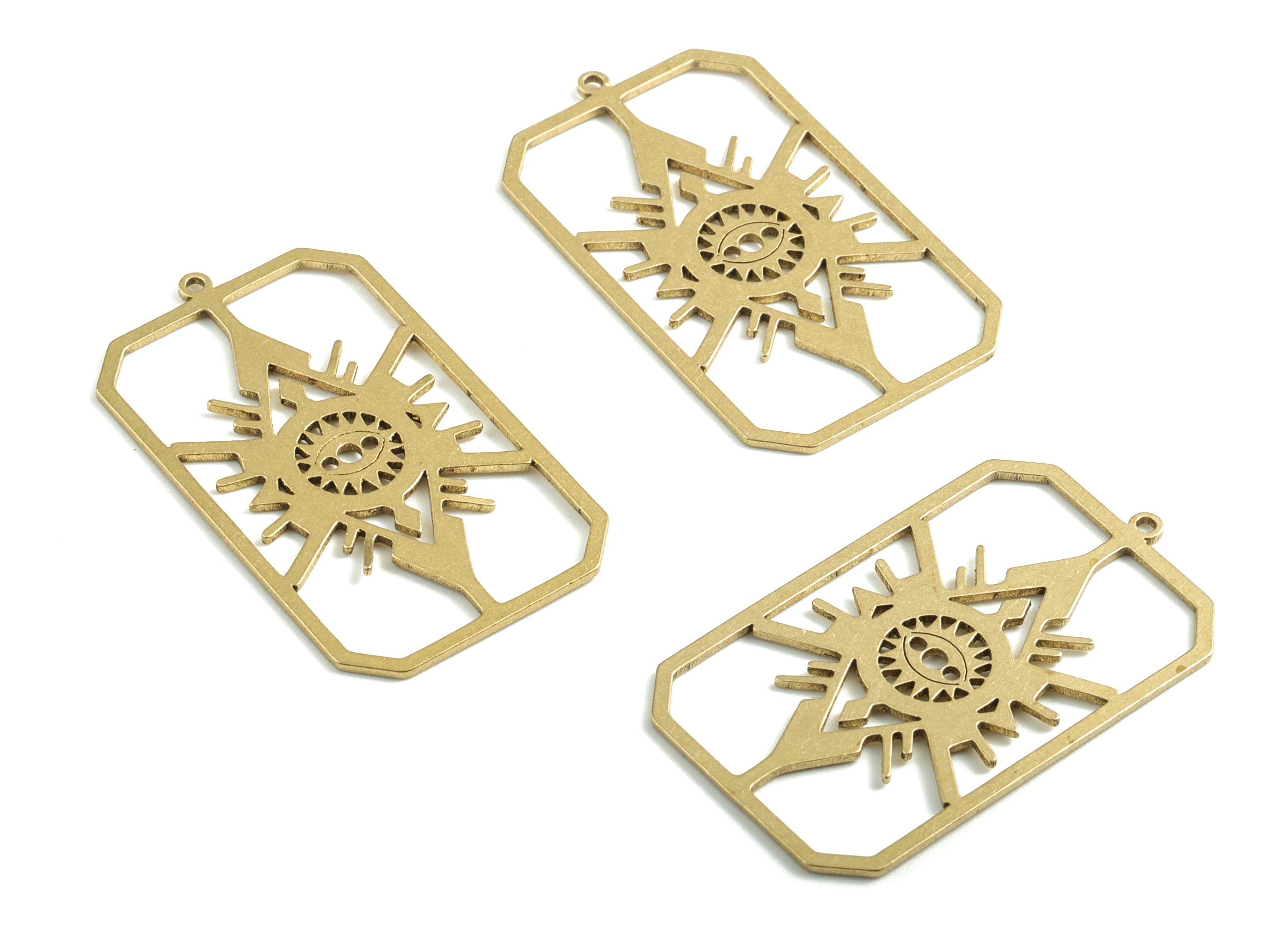 Brass Rectangle Earring Charms - Raw Brass Eye Earrings - Earrings Finding - Jewelry Supplies - 39.01x22.88x0.83mm - PPM2909 - DOMEDBAZAAR