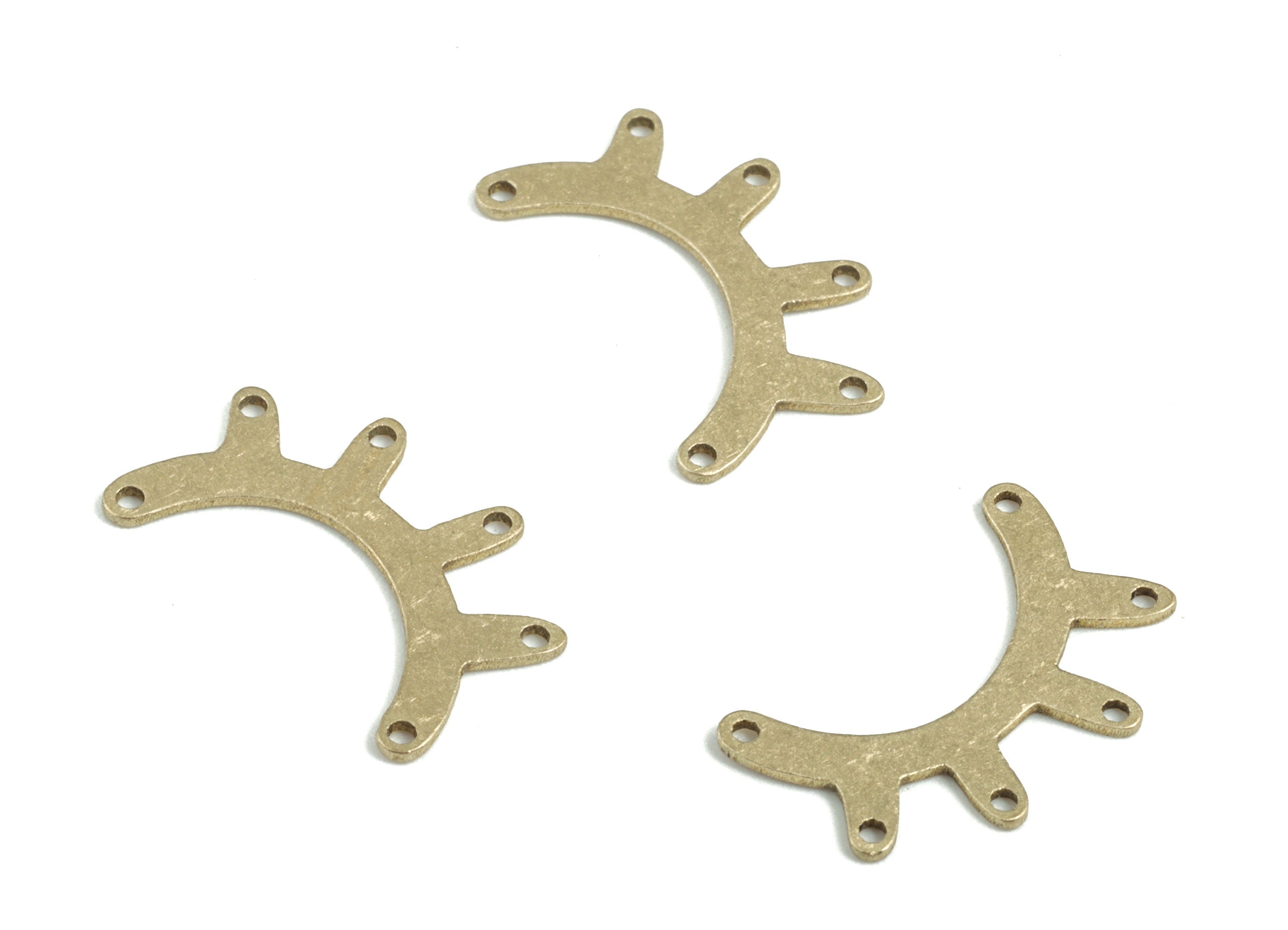 Brass Eyelash Earring Connector - Raw Brass Eyelash Earring Charms and Pendant - 6 Holes - Jewelry Supplies - 16.59x10.89x0.61mm - PPM3218 - DOMEDBAZAAR