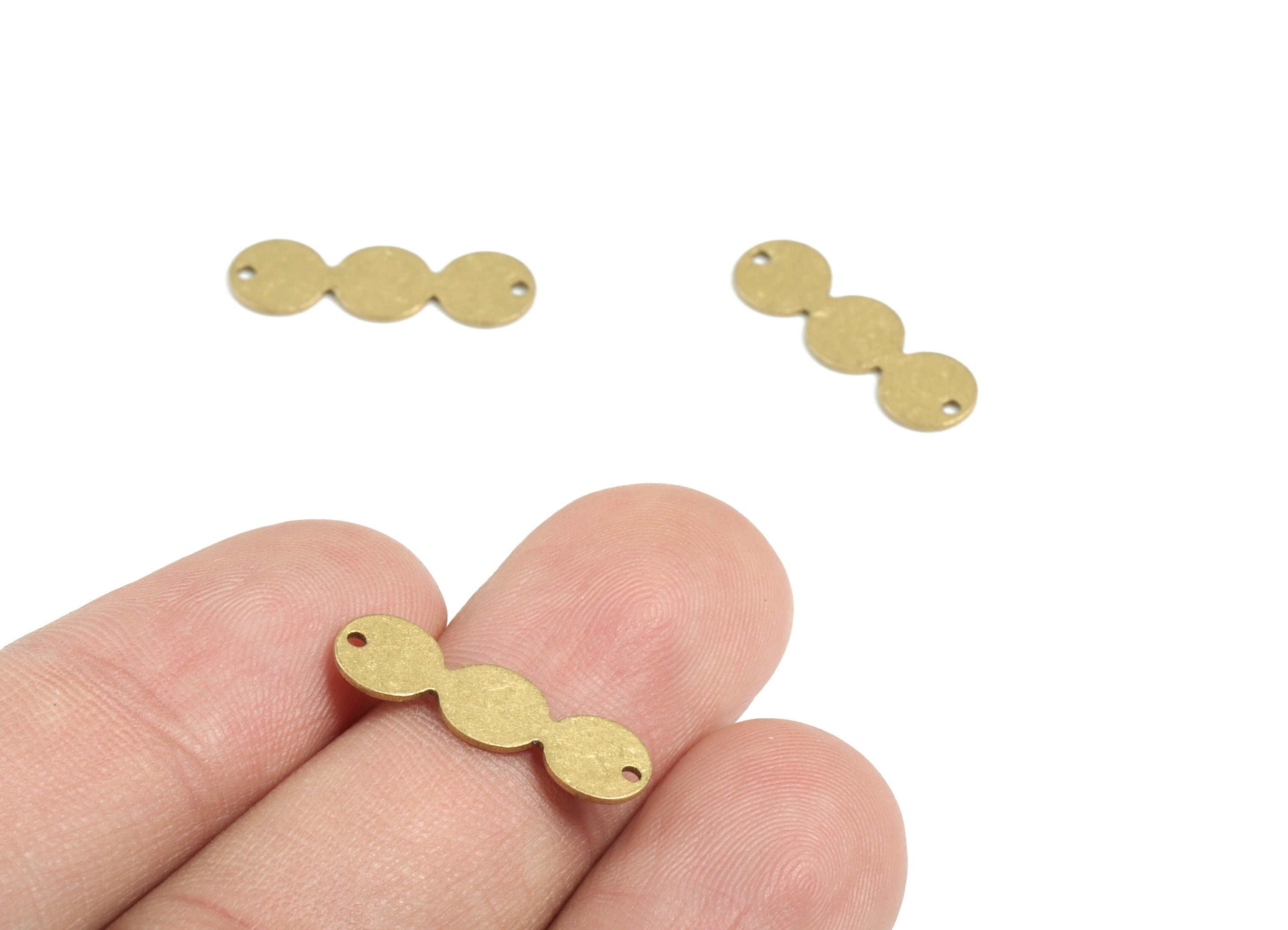 Personalized stamping blank - Brass 3 Round Earring Connector - Raw Brass 3 Circle Earring Charms and Pendant - 20x6x0.59mm - PPM3213 - DOMEDBAZAAR