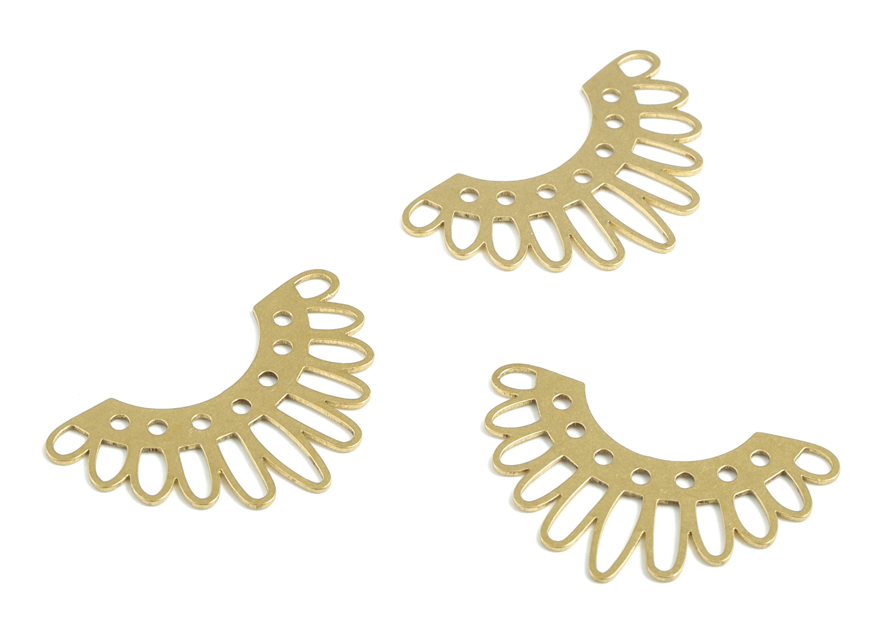 Brass Crown Earring Connector - Raw Brass U Earring Charms and Pendant - 7 Holes - Jewelry Supplies - 29.87x18.65x0.62mm - PPM3239 - DOMEDBAZAAR