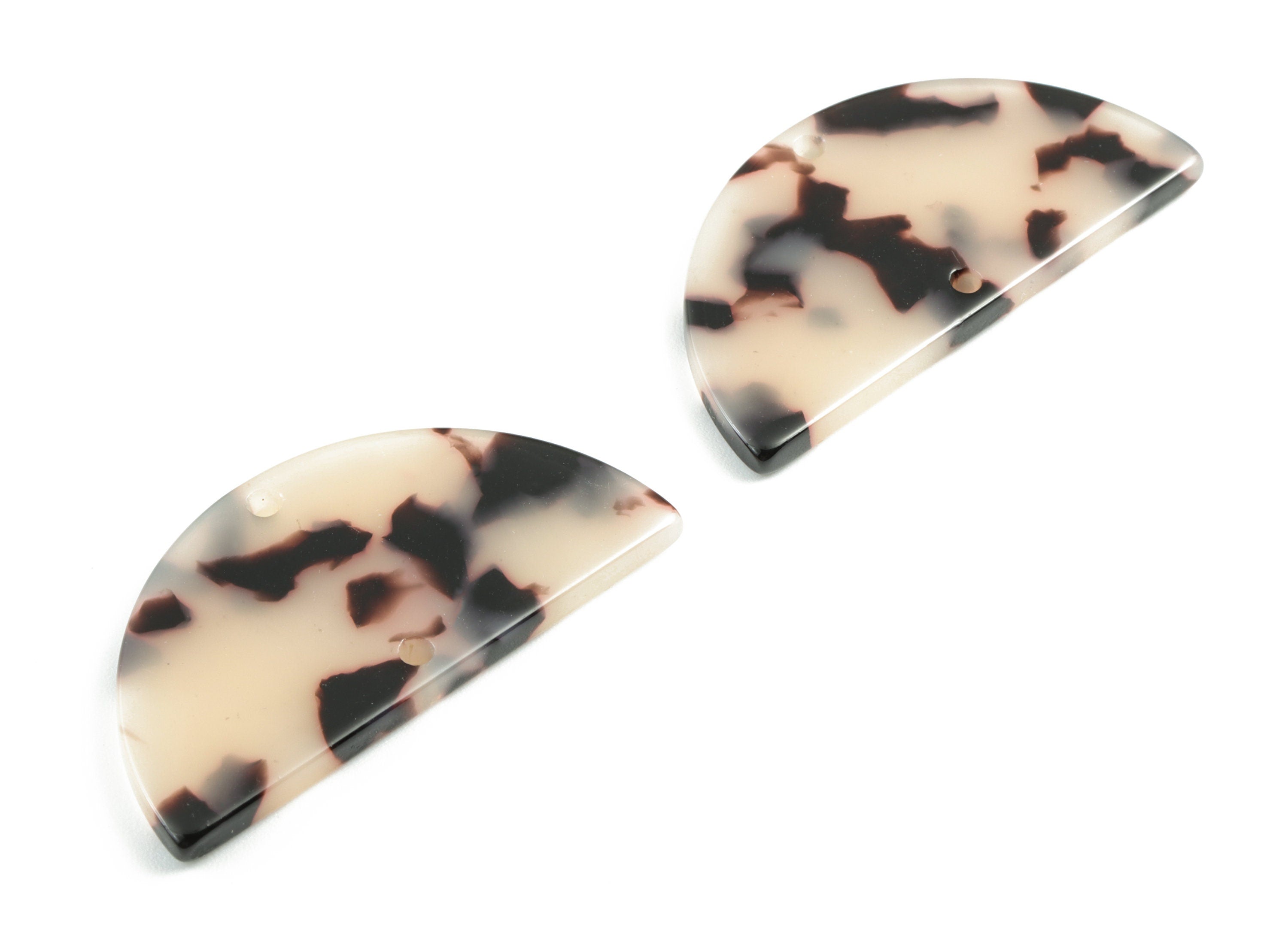 Acetate Semicircle Connector - Half Moon Earrings Blonde Tortoise Shell Earring 2 Holes - Color Code:A07 - 37.42x18.73x2.58mm - AC1794-A07 - DOMEDBAZAAR