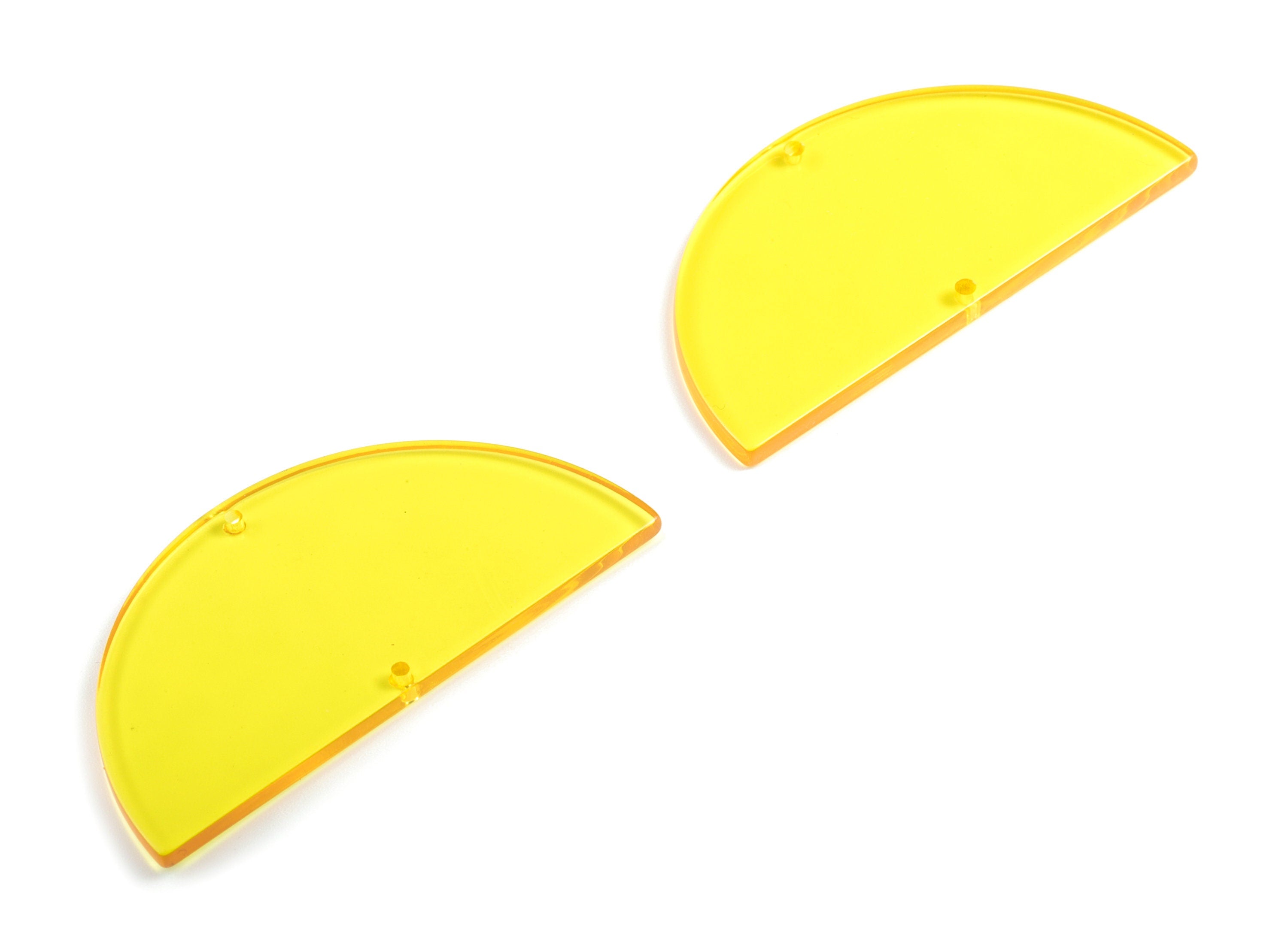 Acrylic Semi circle Connectors - Light Orange Half Moon Earring Charms - 2 Holes - Color Code:A71 - 57.36x28.69x2.85mm - AC1805-A71 - DOMEDBAZAAR