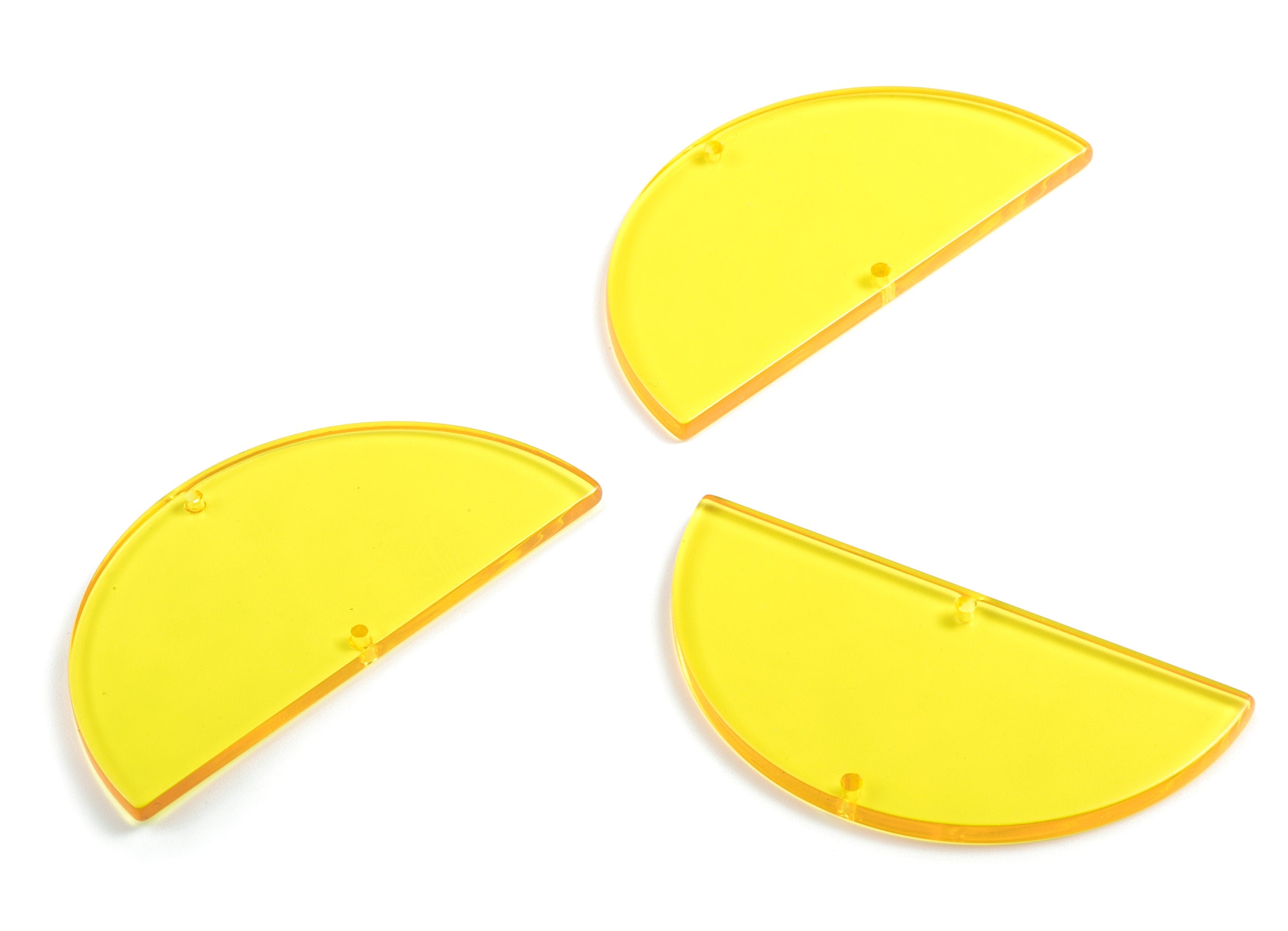 Acrylic Semi circle Connectors - Light Orange Half Moon Earring Charms - 2 Holes - Color Code:A71 - 57.36x28.69x2.85mm - AC1805-A71 - DOMEDBAZAAR