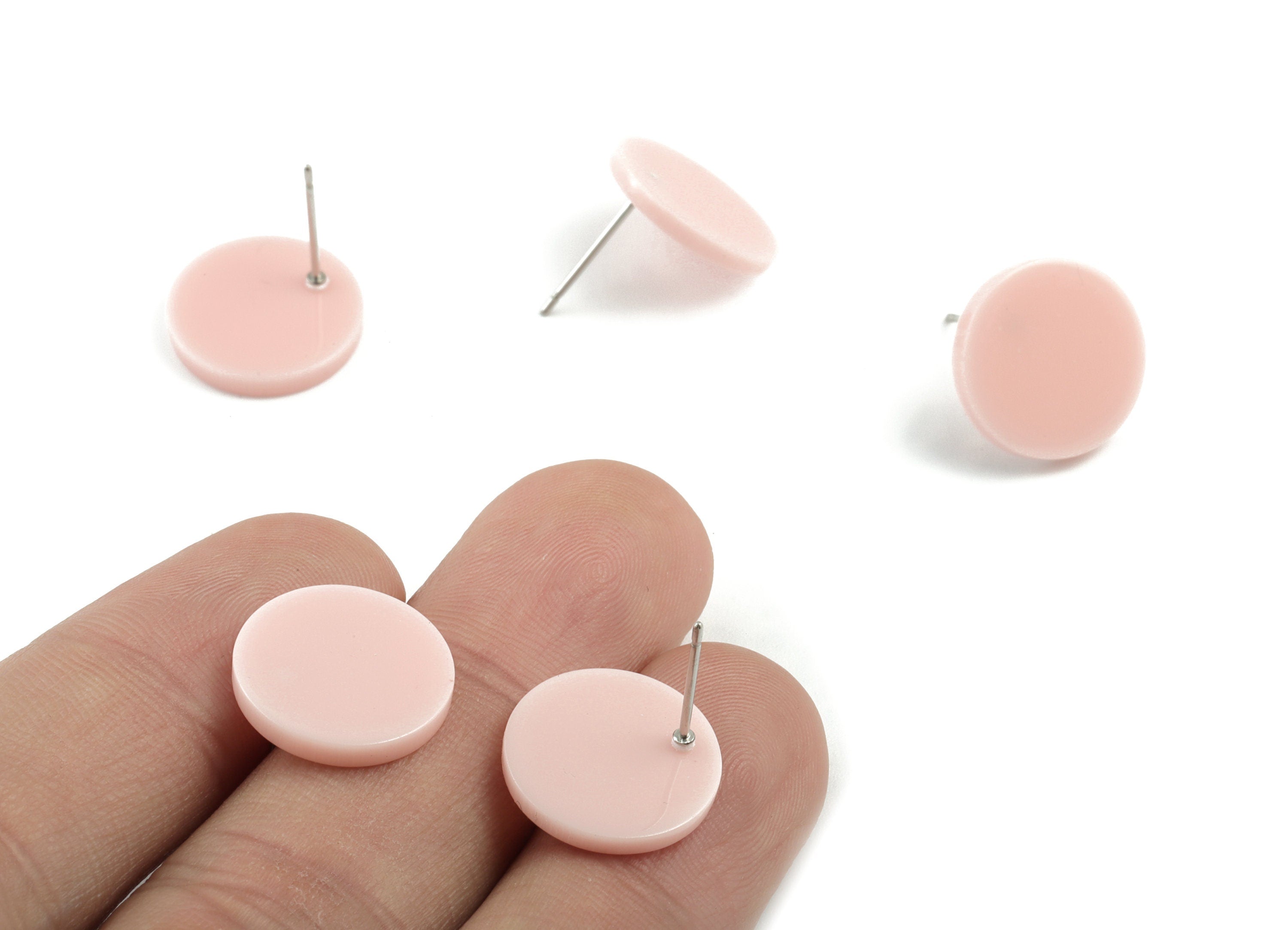 Acrylic Mini Round Earring Stud - Circle Earring Post - Earring Post - Jewelry Supplies - Color Code: A130 - 14.85x14.85x3.3mm - AC1812-A130 - DOMEDBAZAAR