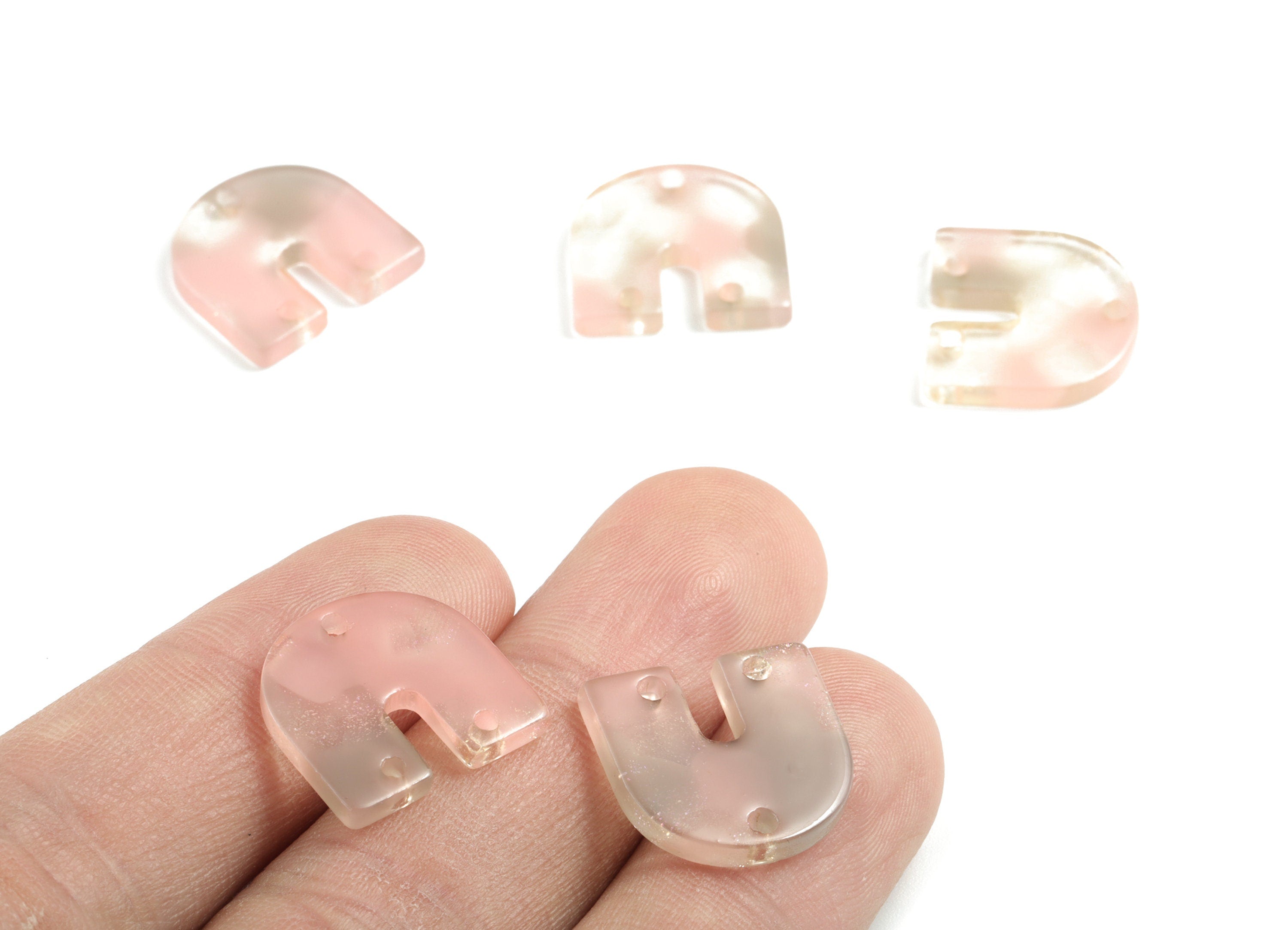 Acetate U Earring Charms With 3 Holes - U Shaped Pendant - Jewelry Supplies - Color Code: A494 - 16.68x15.86x2.48mm - AC1353-A494 - DOMEDBAZAAR