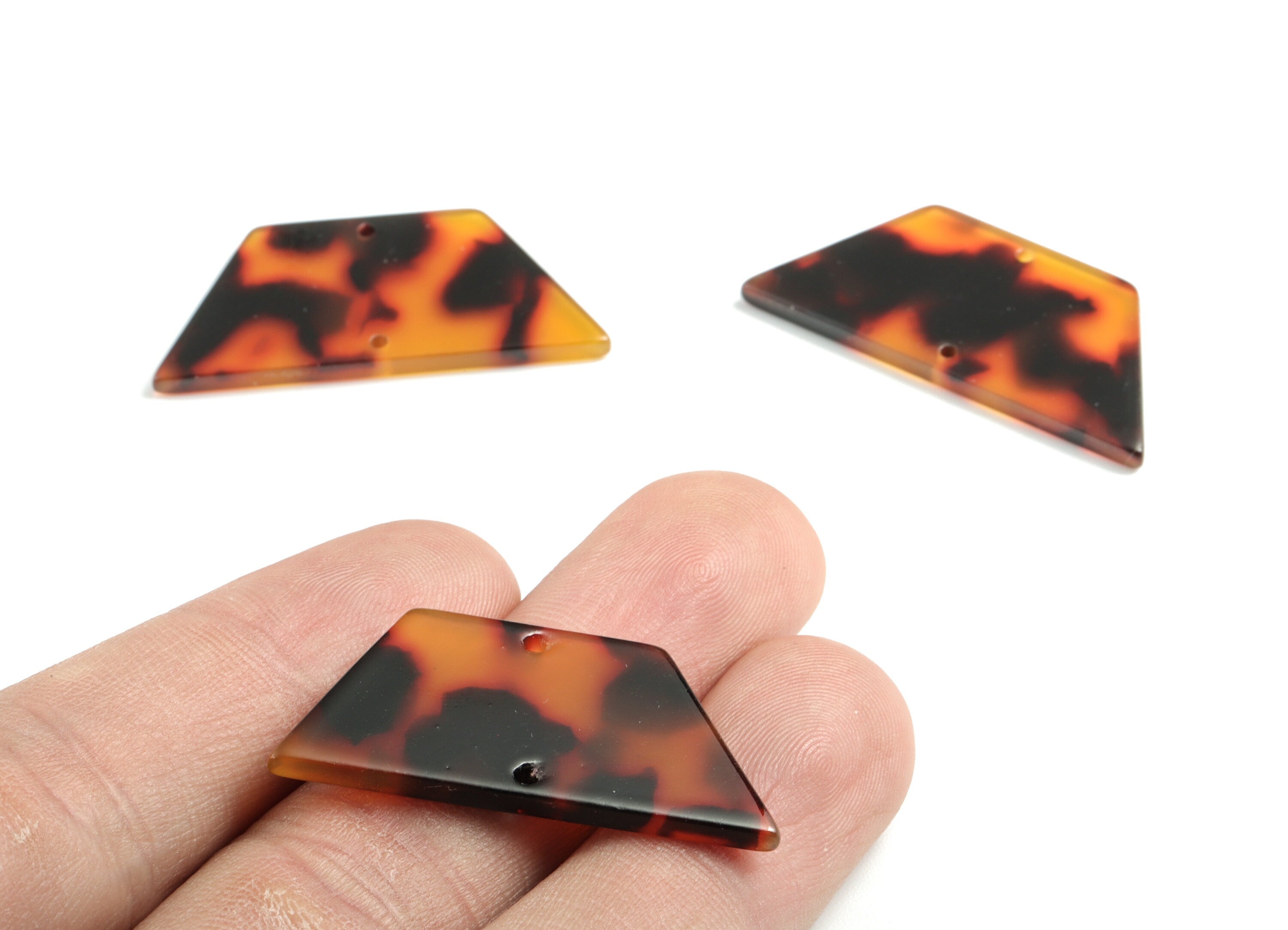 Acetate Trapezoid Connectors - 2 Holes Trapezoid Tortoise Shell Earring - Jewelry Supplies - Color Code: A04 - 36.62x16x2.67mm - AC1802-A04 - DOMEDBAZAAR
