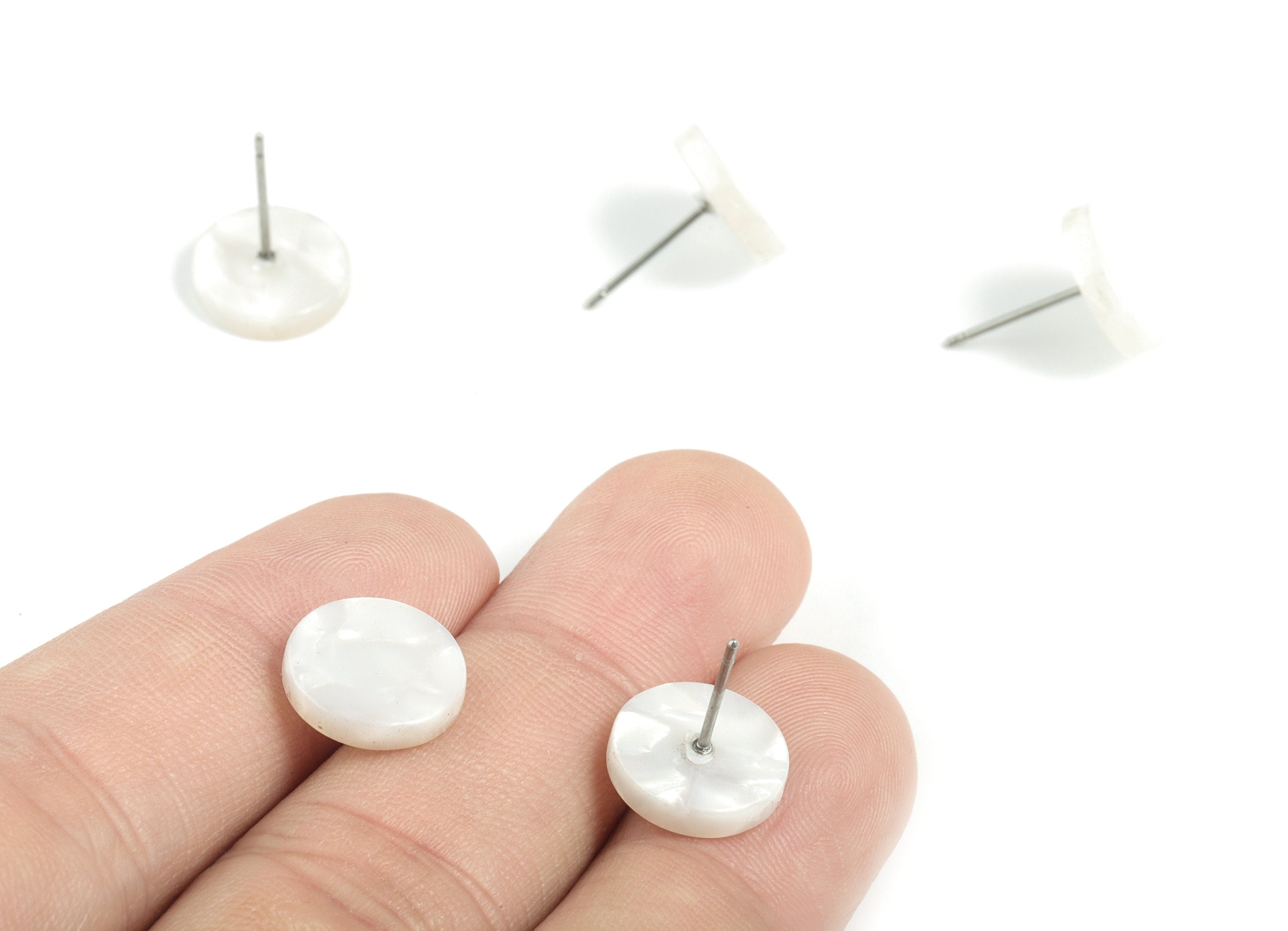 Acetate Round Earring Post - Round Earring Stud - No Hole - Earring Post - Color Code: A12 - 11.7x11.7x2.6mm - AC1139B-O - DOMEDBAZAAR