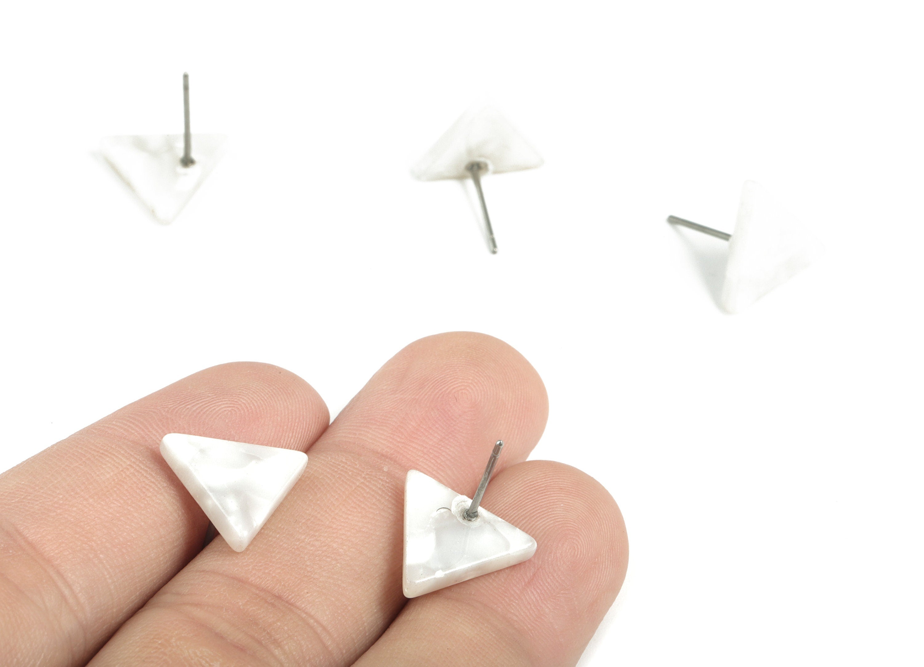 Acetate Acrylic Triangle Earring Stud - Triangle Earring Post - No Hole - Jewelry Supplies - Color Code: A12 - 14.29x12.49x2.5mm - AC1136B-O - DOMEDBAZAAR