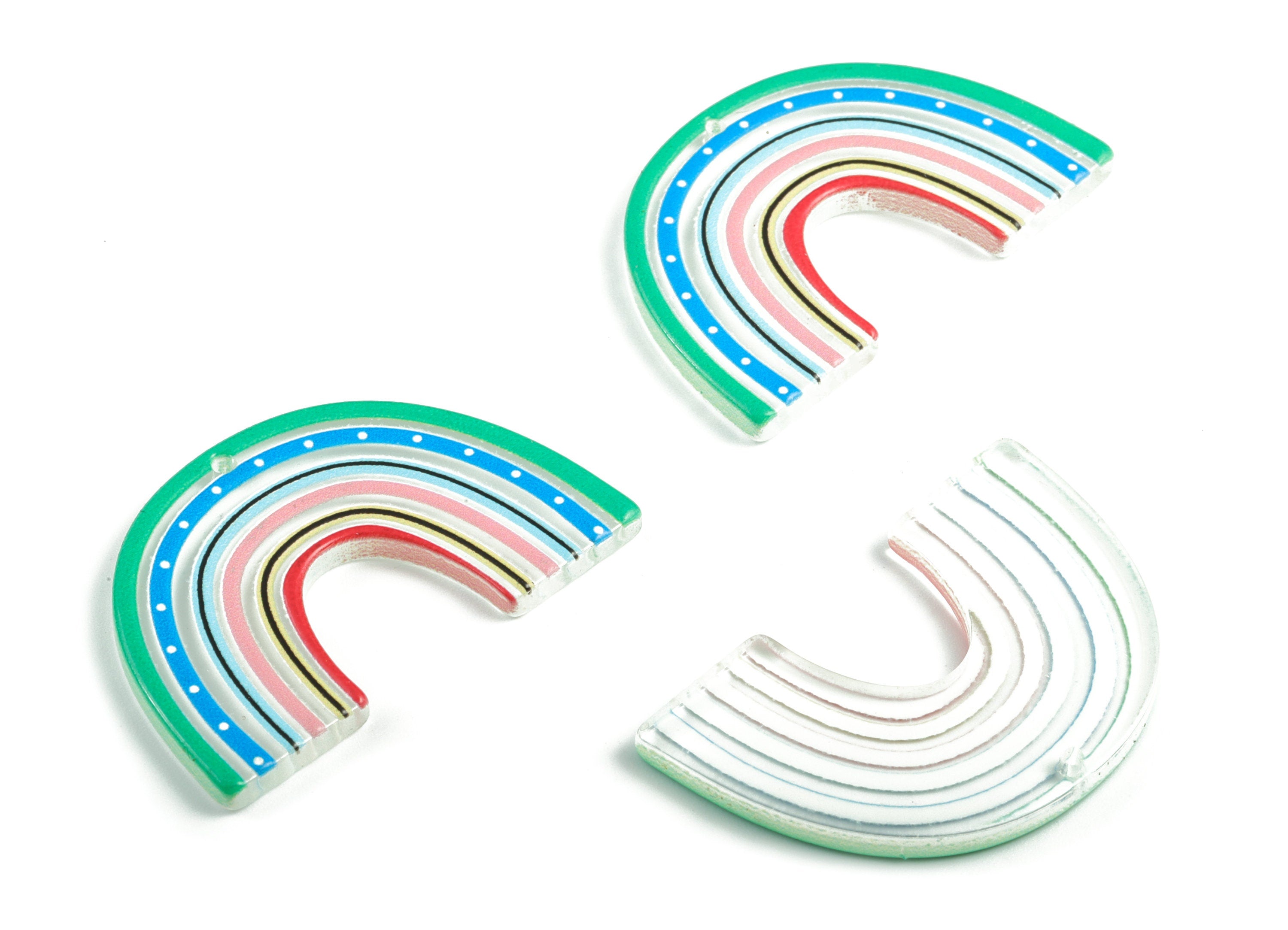 Acrylic Rainbow Earring Charms - Acrylic Candy Pandant - Earring Findings - Jewelry Supplies - 39.84x25.97x2.89mm - AC2018A - DOMEDBAZAAR