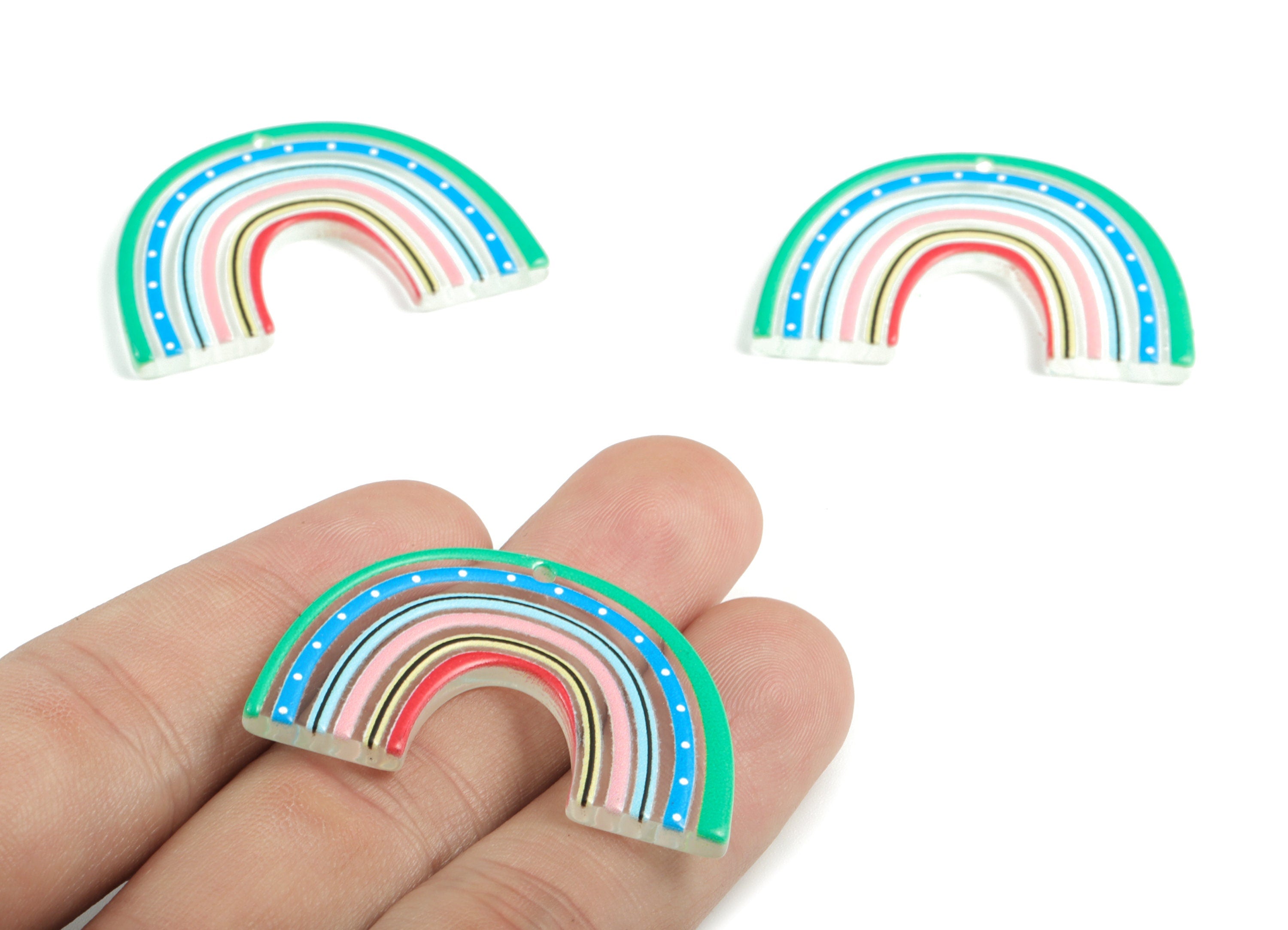 Acrylic Rainbow Earring Charms - Acrylic Candy Pandant - Earring Findings - Jewelry Supplies - 39.84x25.97x2.89mm - AC2018A - DOMEDBAZAAR