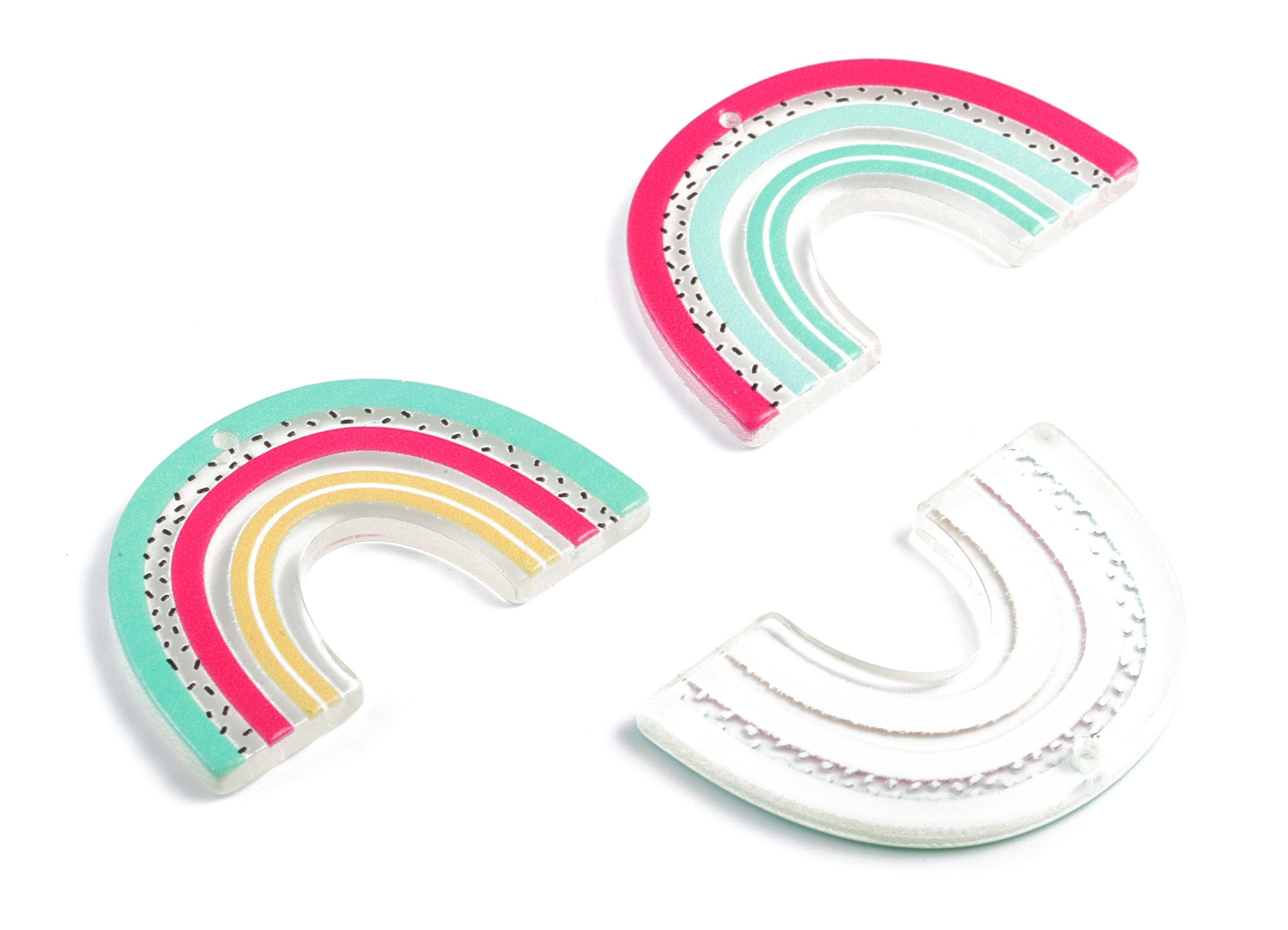 Acrylic Rainbow Earring Charms - Acrylic Candy Pendant - Earring Findings - Jewellery Supplies - 39.84x26.06x3.1mm - AC2018B - DOMEDBAZAAR