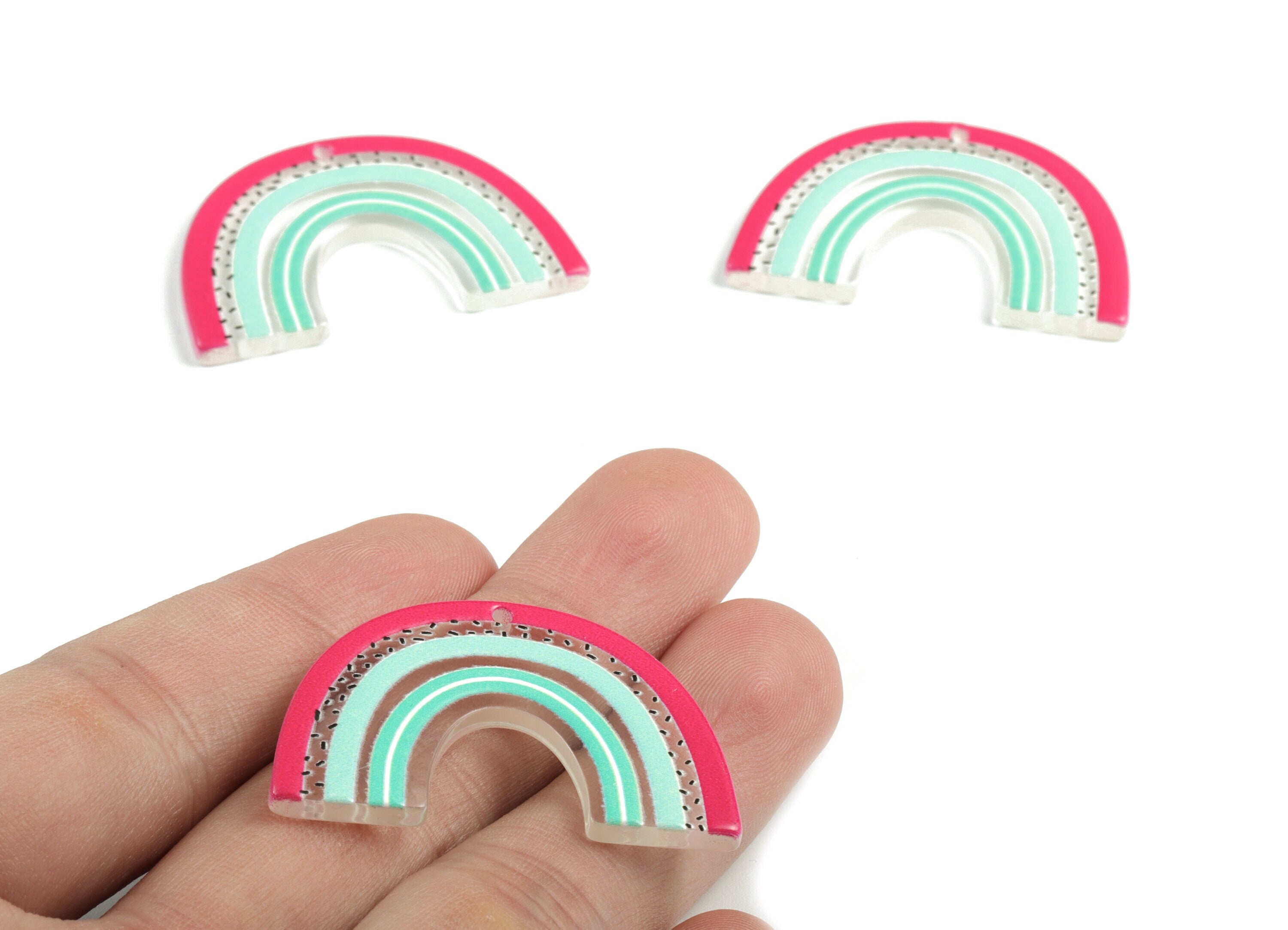 Acrylic Rainbow Earring Charms - Acrylic Candy Pandant - Earring Findings - Jewelry Supplies - 39.78x26.04x2.9mm - AC2018D - DOMEDBAZAAR