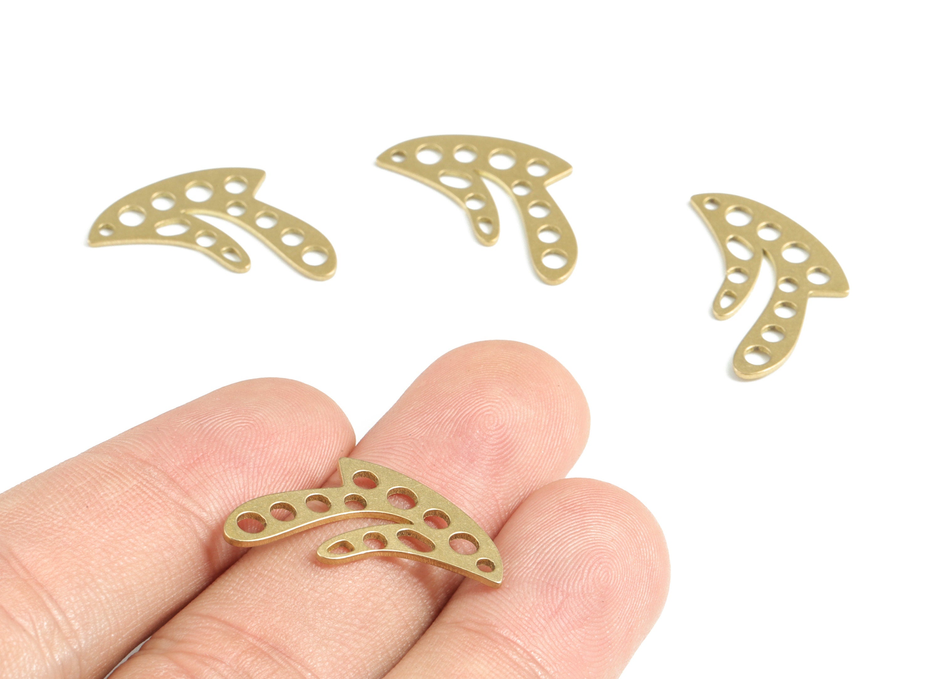 Brass Geometric Earring Charms - Raw Brass Circles Rounds Pendant - Earrings Finding - Jewelry Supplies - 24.69x13.58x0.82mm - PPM3127 - DOMEDBAZAAR