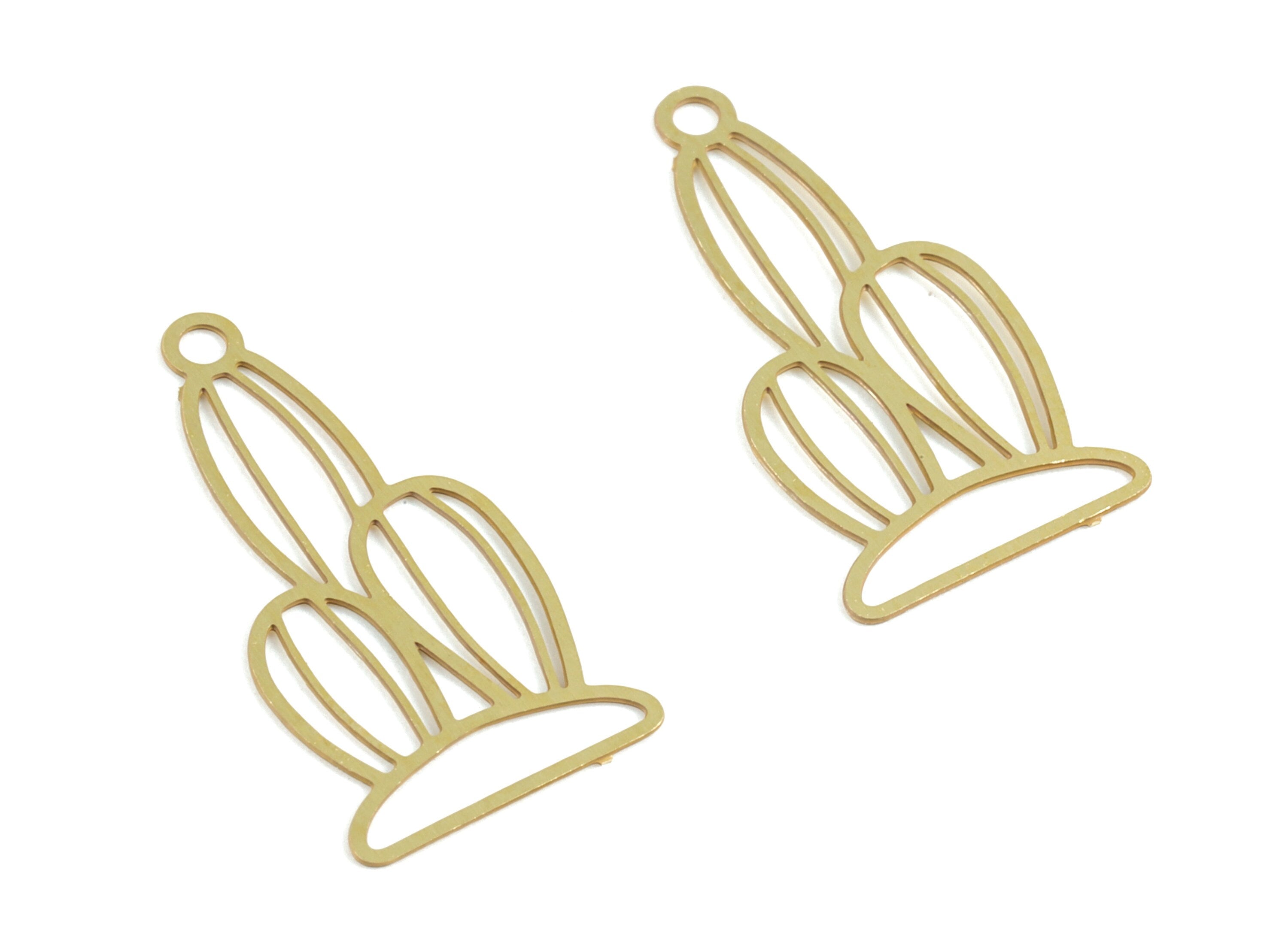 Brass Cactus Earring Charms - Raw Brass Cactus Pendant - Earring Findings - Jewelry Supplies - 20.04x10.4x0.29mm - JJC11757 - DOMEDBAZAAR