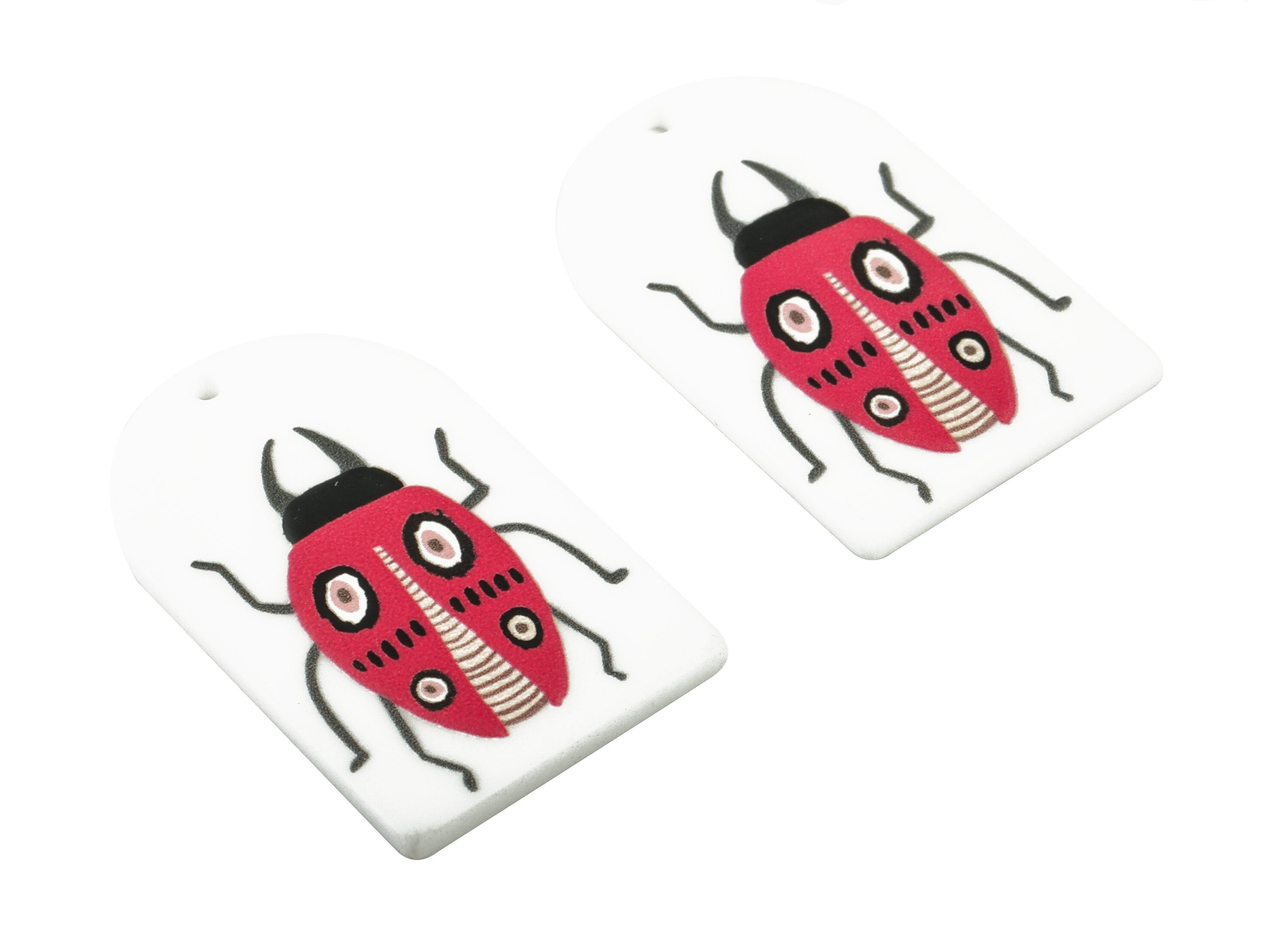 Acrylic Beetle Earring Charms - Acrylic Insect Pandant - Earring Findings - Jewelry Supplies - 39.8x25.39x2.42mm - AC2023A - DOMEDBAZAAR