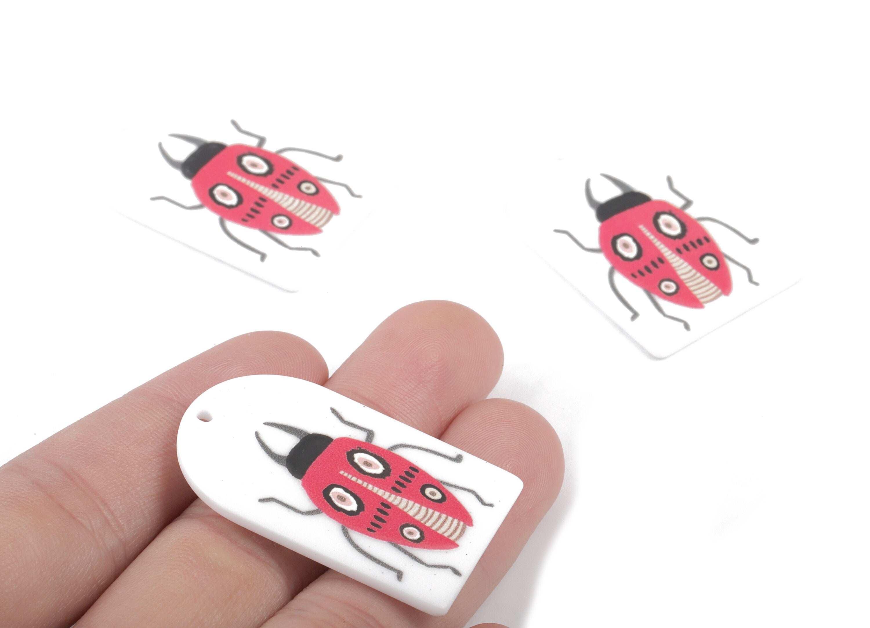 Acrylic Beetle Earring Charms - Acrylic Insect Pandant - Earring Findings - Jewelry Supplies - 39.8x25.39x2.42mm - AC2023A - DOMEDBAZAAR