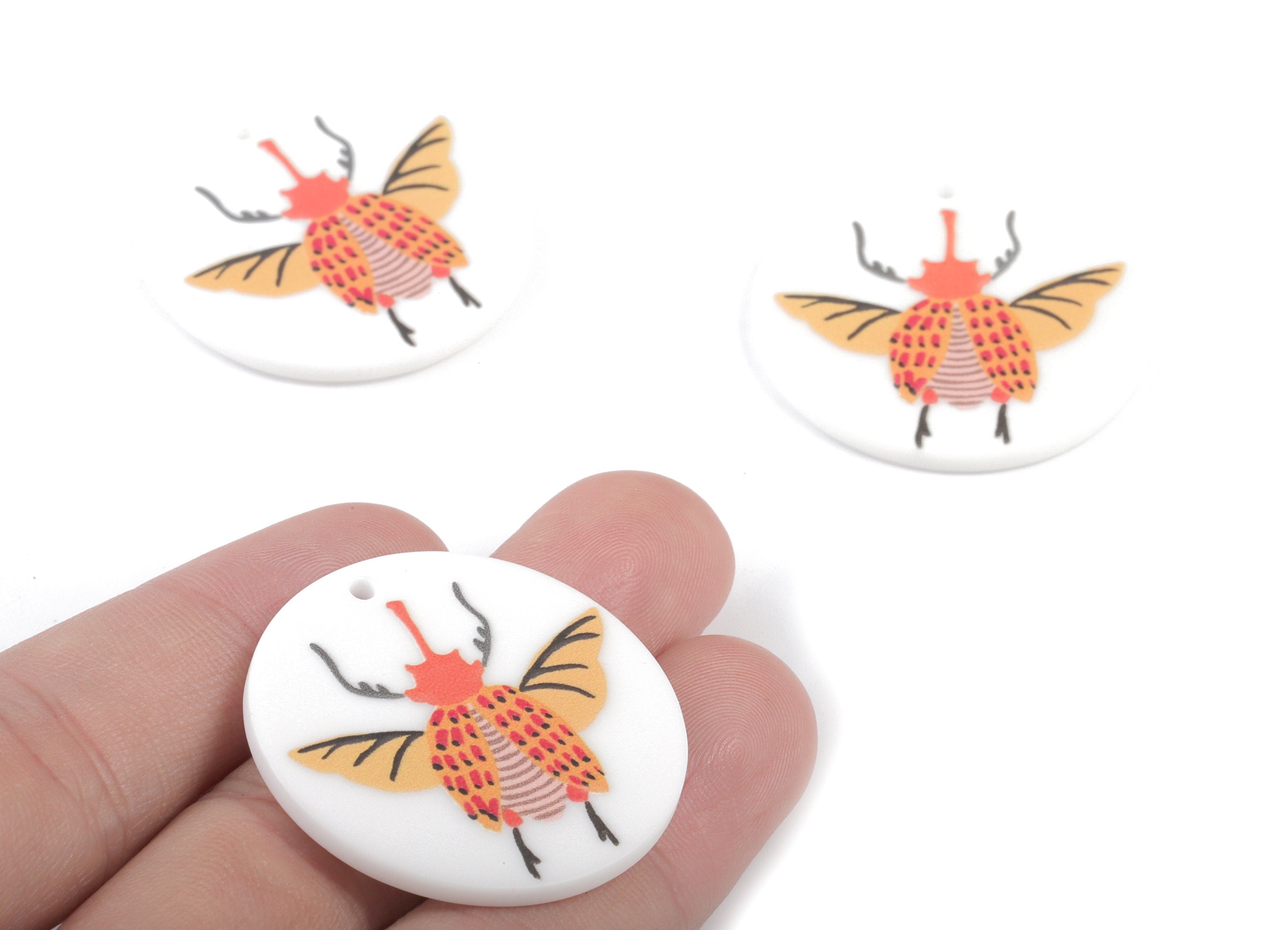 Acrylic Fly Earring Charms - Acrylic Insect Pandant - Earring Findings - Jewelry Supplies - 34.82x34.82x2.5mm - AC2022A - DOMEDBAZAAR