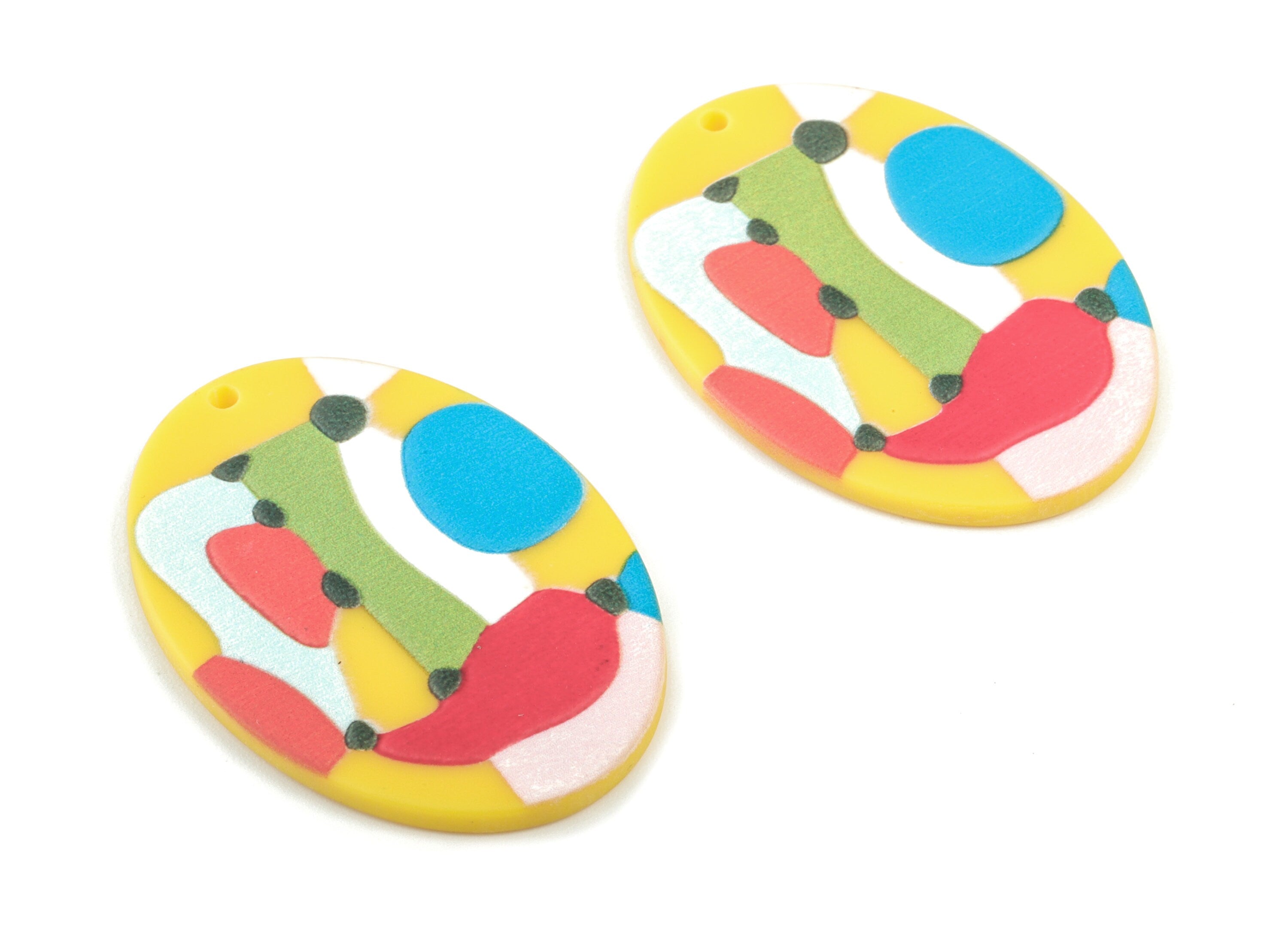 Acrylic Oval Earring Charms - Acrylic Colorful Circle Pandant - Earring Findings - Jewelry Supplies - 40.63x28.64x2.79mm - AC2047 - DOMEDBAZAAR