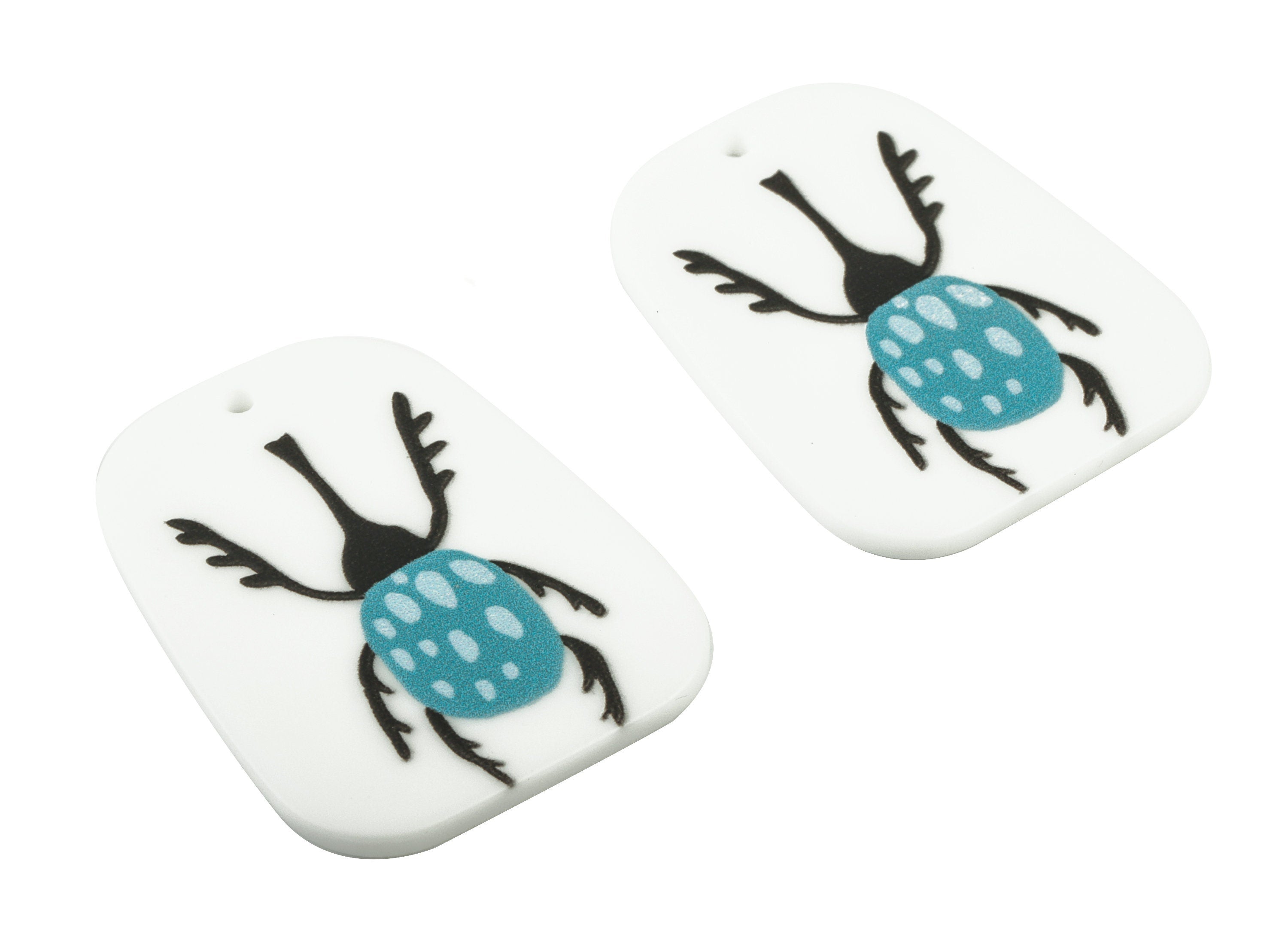 Acrylic Beetle Earring Charms - Acrylic Insect Pandant - Earring Findings - Jewelry Supplies - 37.76x29.77x2.63mm - AC2021A - DOMEDBAZAAR