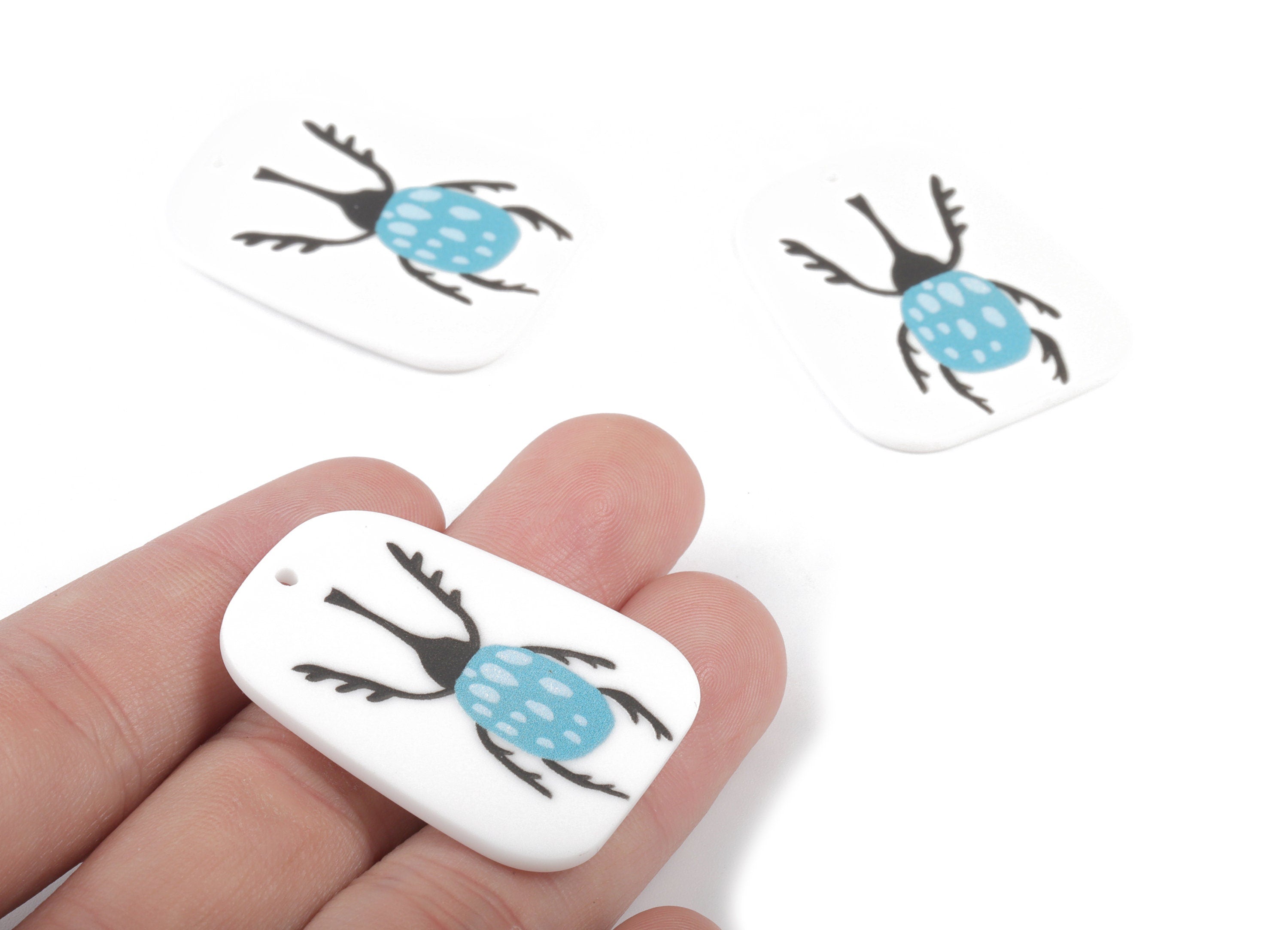 Acrylic Beetle Earring Charms - Acrylic Insect Pandant - Earring Findings - Jewelry Supplies - 37.76x29.77x2.63mm - AC2021A - DOMEDBAZAAR
