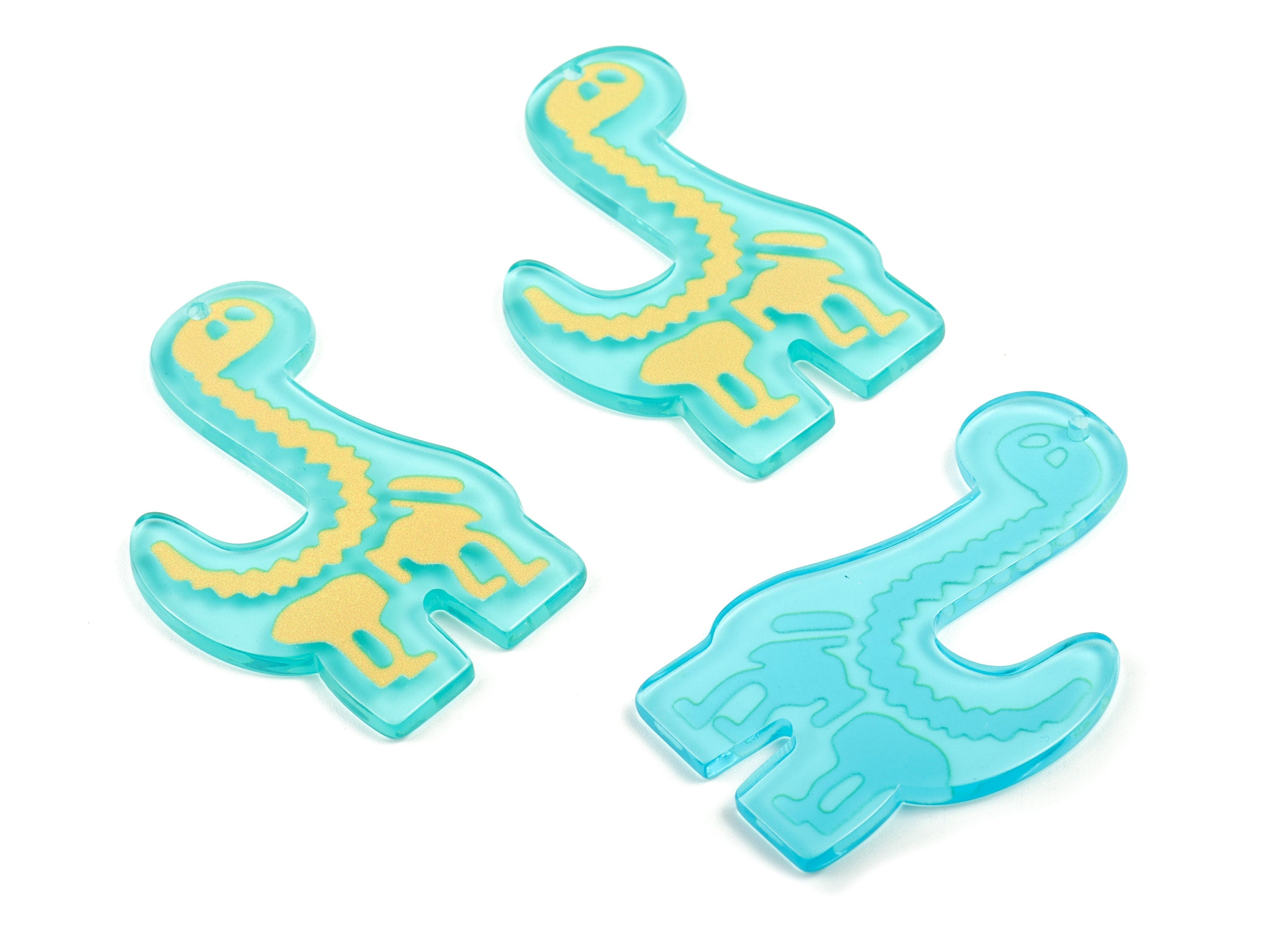 Acrylic Dinosour Earring Charms - Acrylic Dinosour Pandant - Earring Findings - Jewelry Supplies - 54.42x34.11x3.09mm - AC2049 - DOMEDBAZAAR