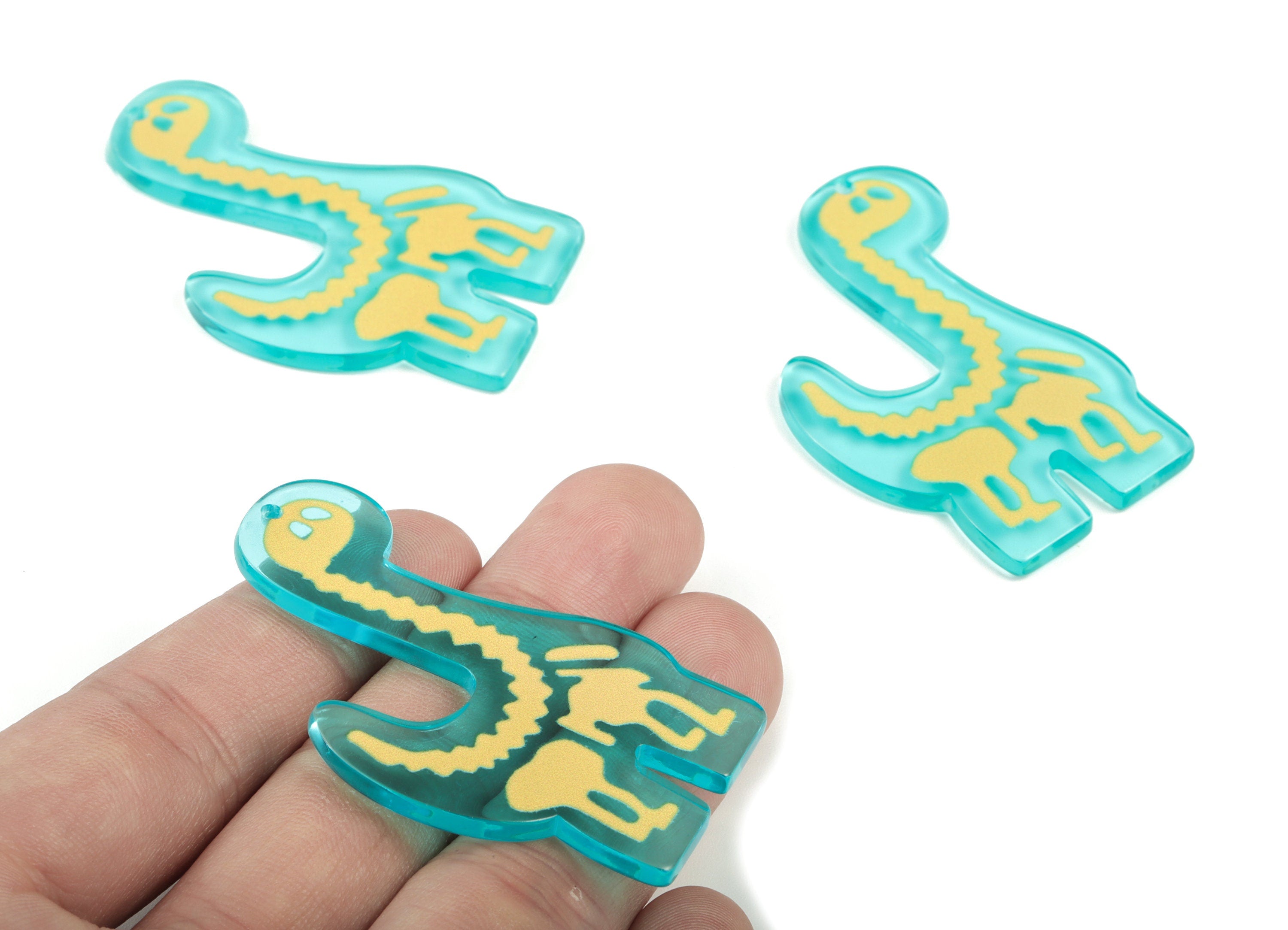 Acrylic Dinosour Earring Charms - Acrylic Dinosour Pandant - Earring Findings - Jewelry Supplies - 54.42x34.11x3.09mm - AC2049 - DOMEDBAZAAR