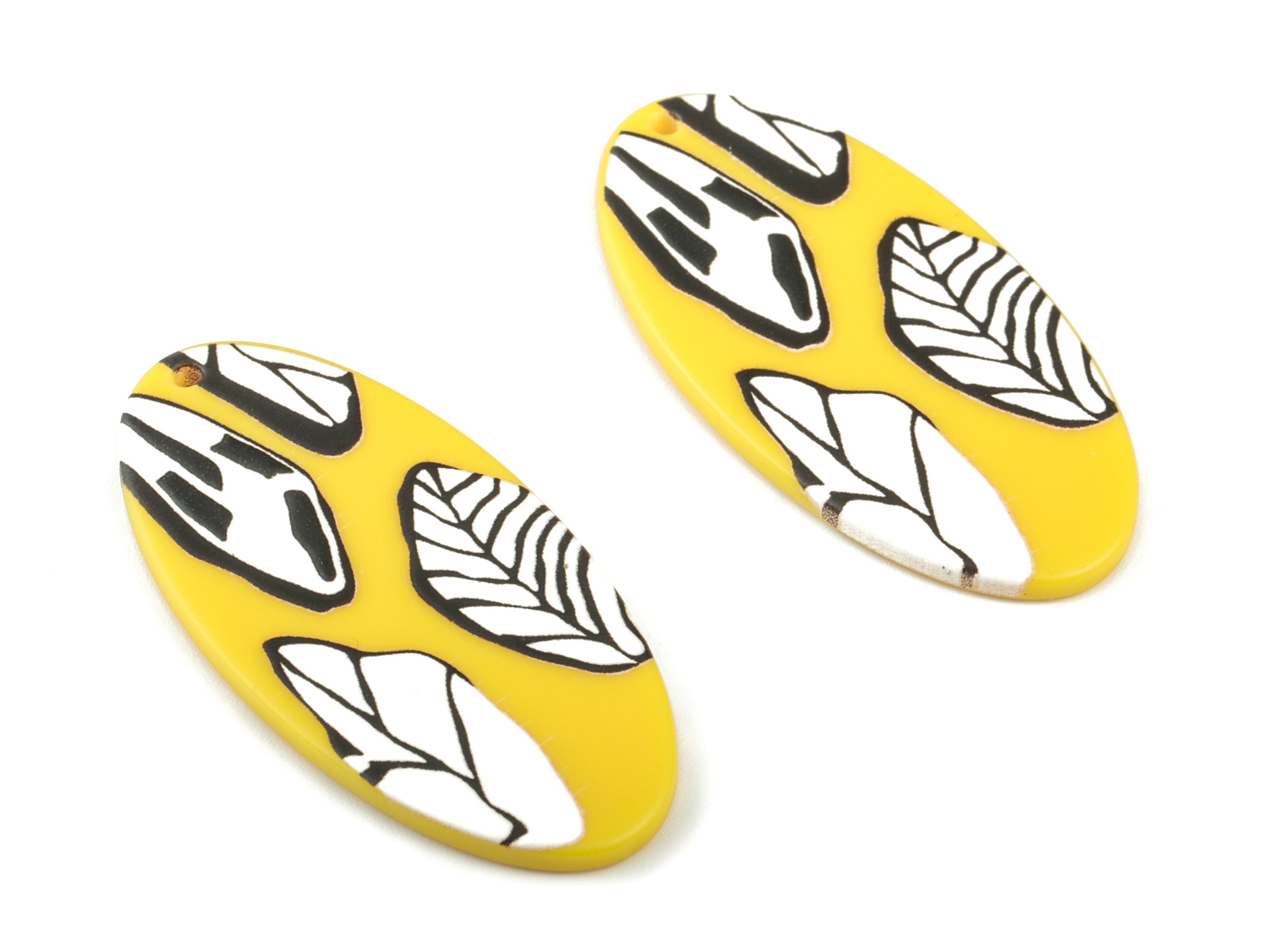 Acrylic Oval Leaf Earring Charms - Acrylic Flower Oval Pandant - Earring Findings - Jewelry Supplies - 49.19x23.95x2.8mm - AC2048 - DOMEDBAZAAR