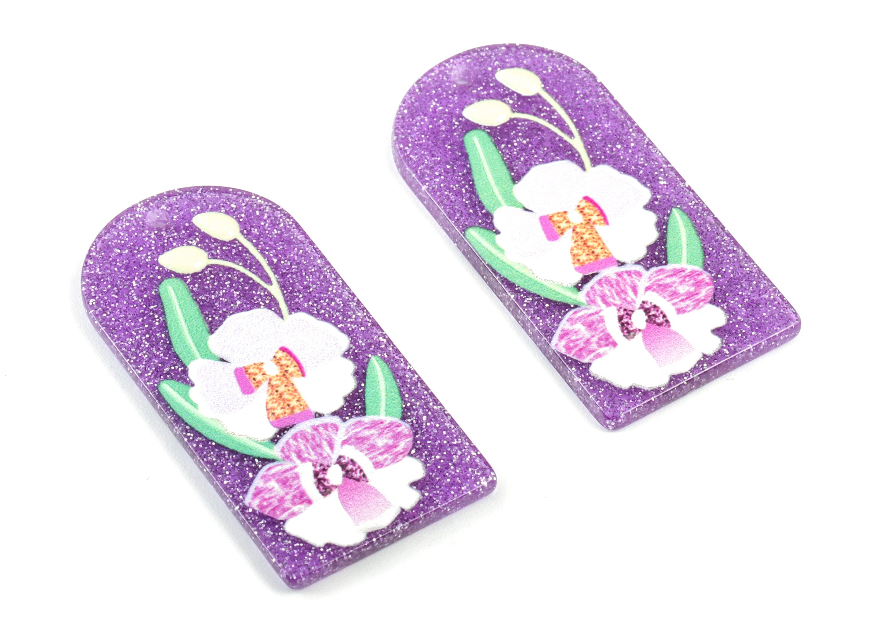 Acrylic Flower Earring Charms - Acrylic Oval Flower Pandant - Earring Findings - Jewelry Supplies - 38.81x19.17x2.35mm - AC2040 - DOMEDBAZAAR