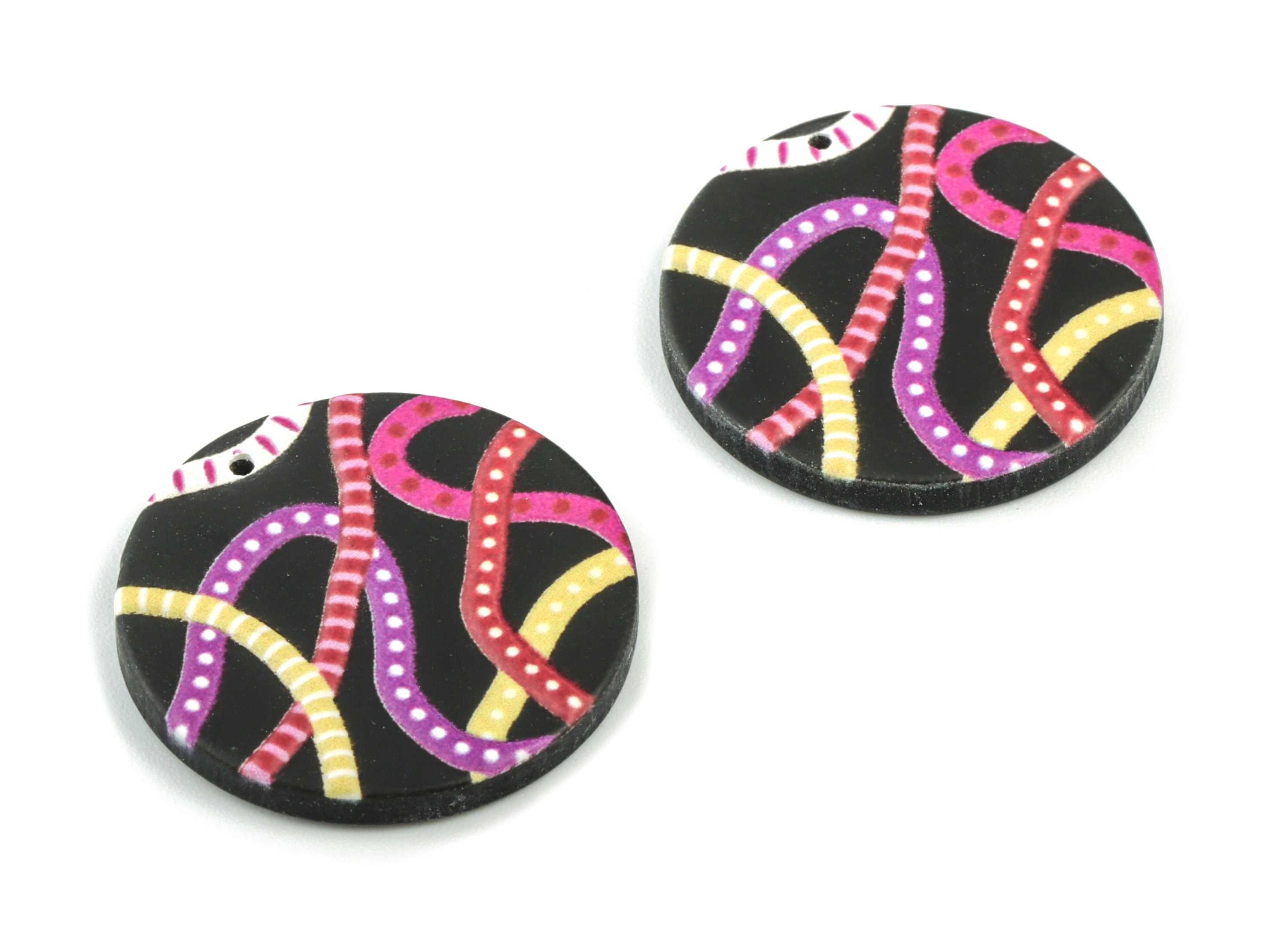 Acrylic Round Earring Charms - Acrylic Circle Earrings - Earring Findings - Jewelry Supplies - 24.59x24.66x2.71mm - AC2051 - DOMEDBAZAAR