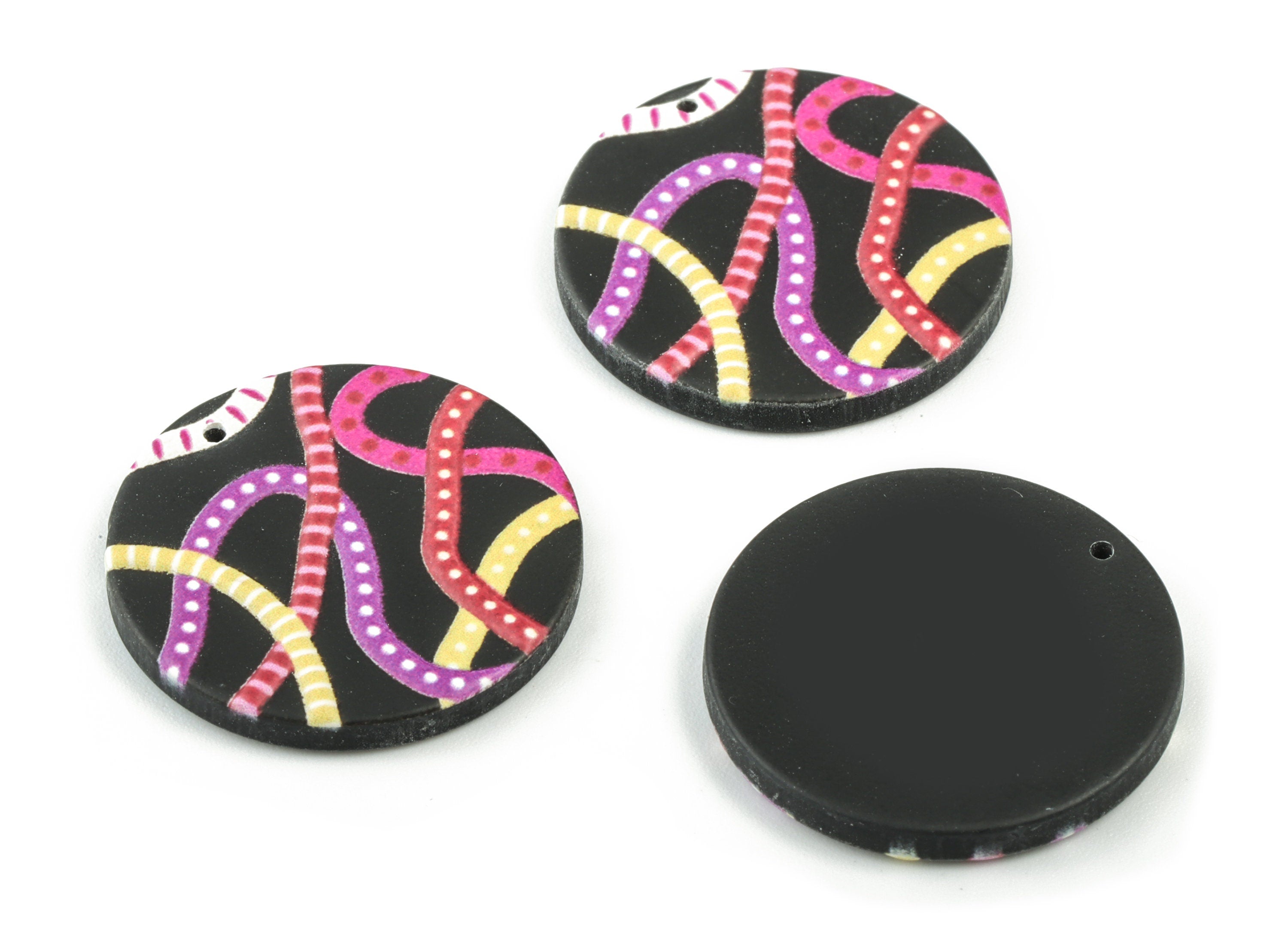 Acrylic Round Earring Charms - Acrylic Circle Earrings - Earring Findings - Jewelry Supplies - 24.59x24.66x2.71mm - AC2051 - DOMEDBAZAAR