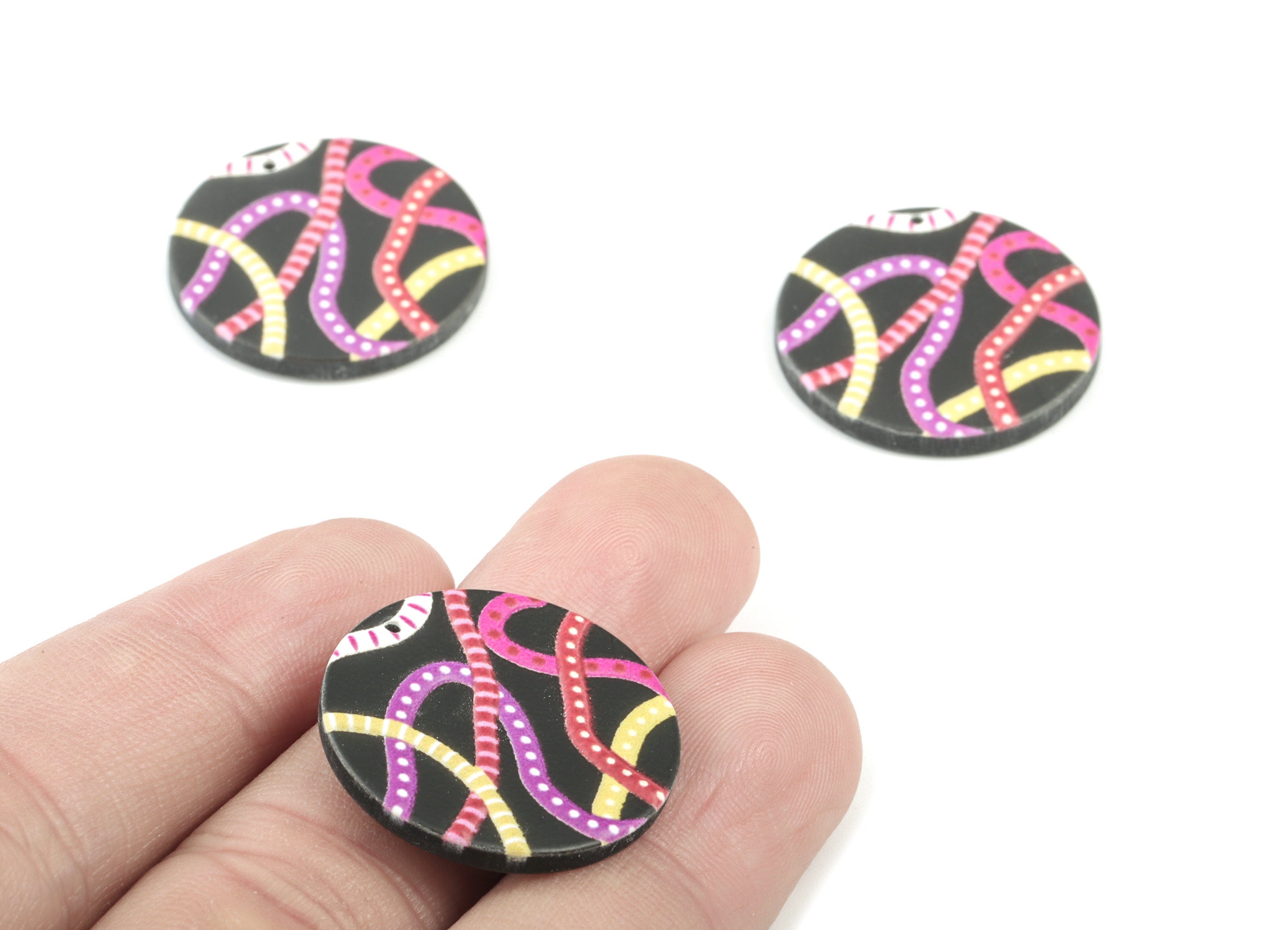 Acrylic Round Earring Charms - Acrylic Circle Earrings - Earring Findings - Jewelry Supplies - 24.59x24.66x2.71mm - AC2051 - DOMEDBAZAAR